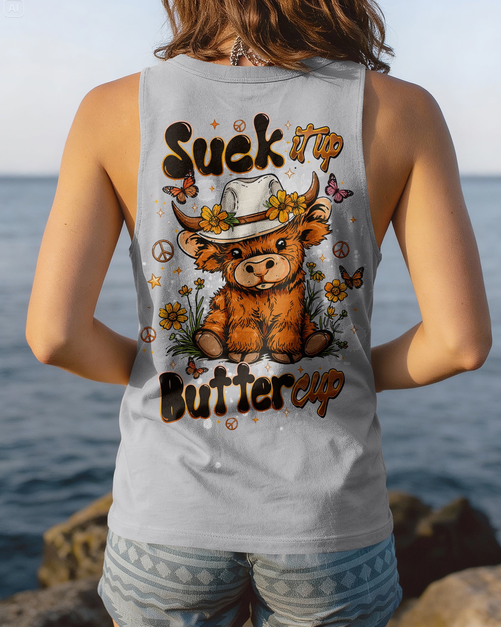 SUCK IT UP BUTTERCUP HIGHLAND COW ALL OVER PRINT  - TLTW1006262