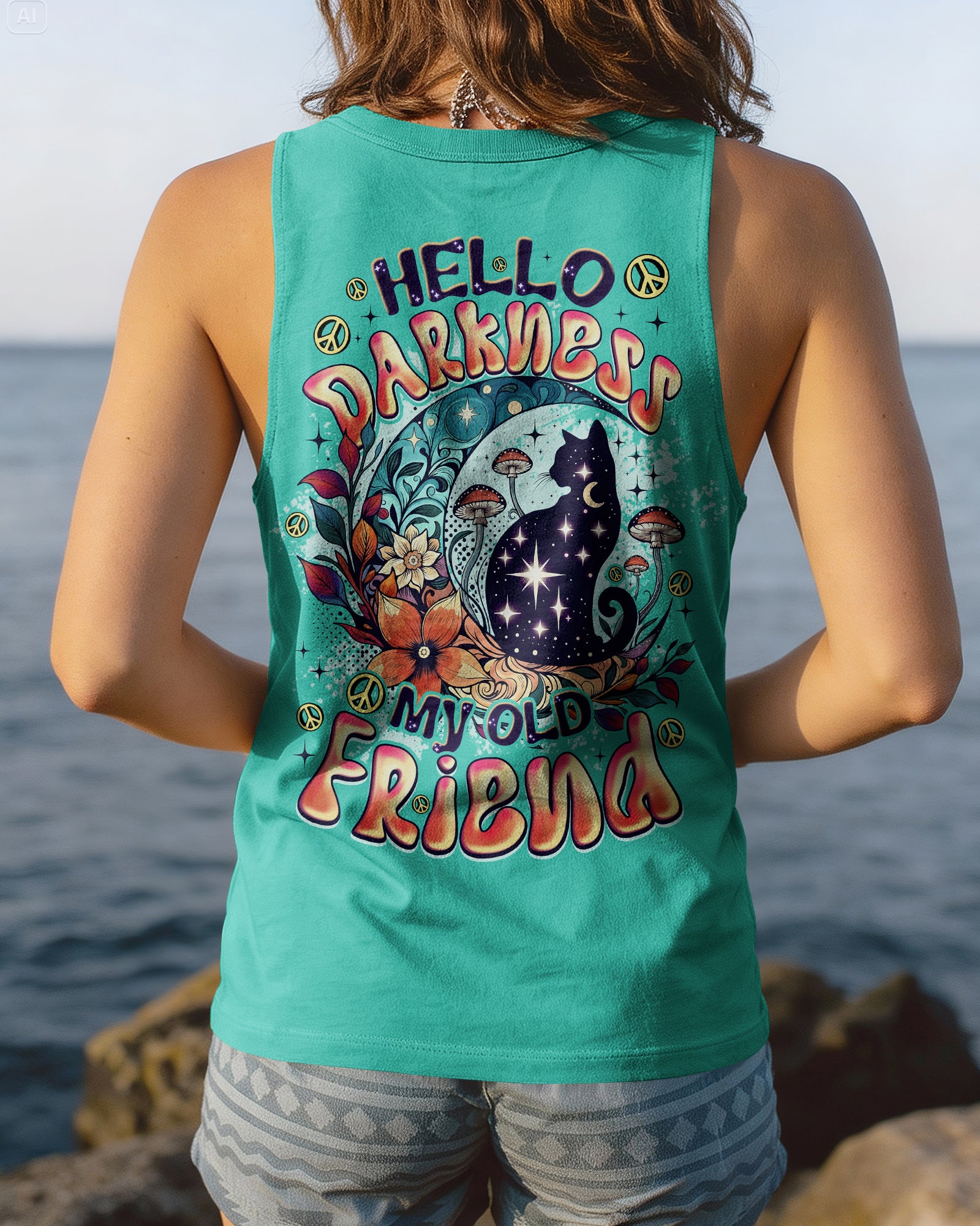 HELLO DARKNESS MY OLD FRIEND CAT ALL OVER PRINT - TYQY0602261