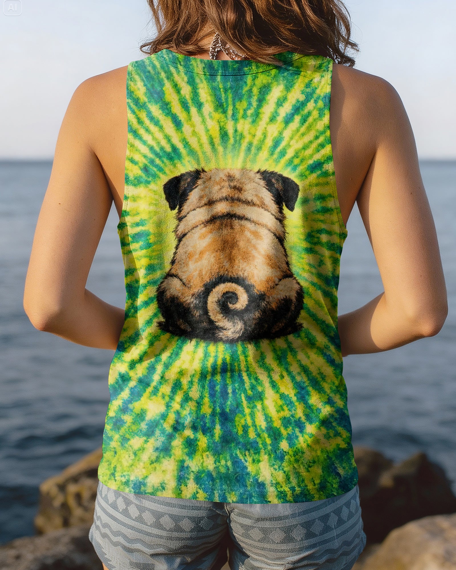 PUG DOG LEMON YELLOW SWIRL ALL OVER PRINT - TLNT2502262