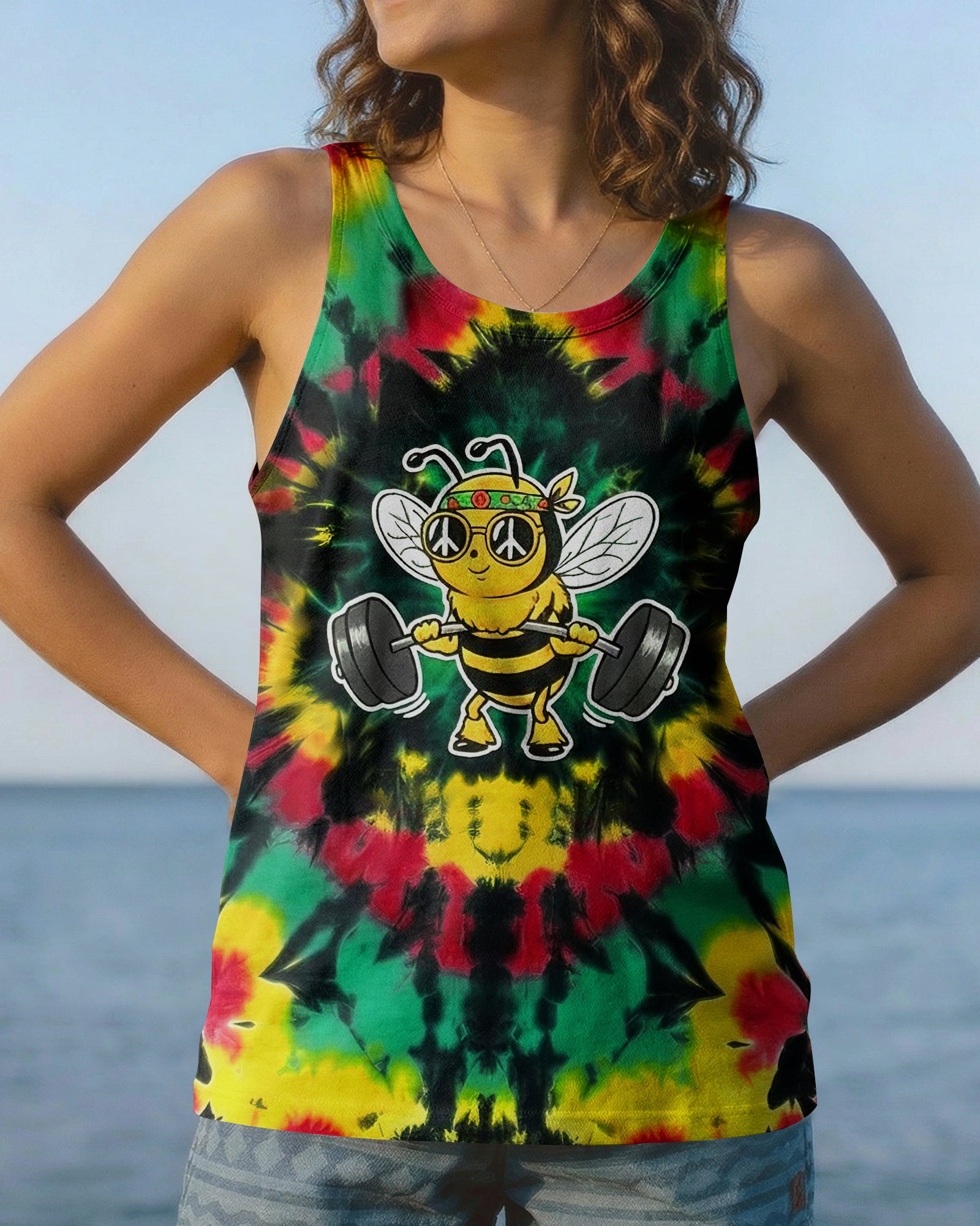 BEE STRONG RAINBOW SWIRL ALL OVER PRINT - YHHG0302261