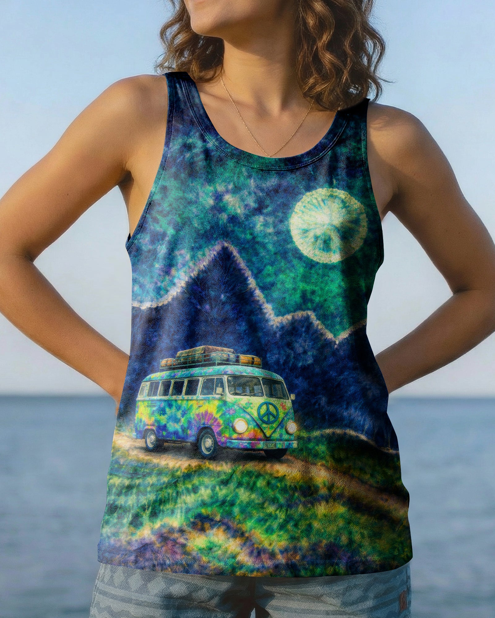 HIPPIE BUS UNDER MOON SWIRL ALL OVER PRINT  - TLTW0202262
