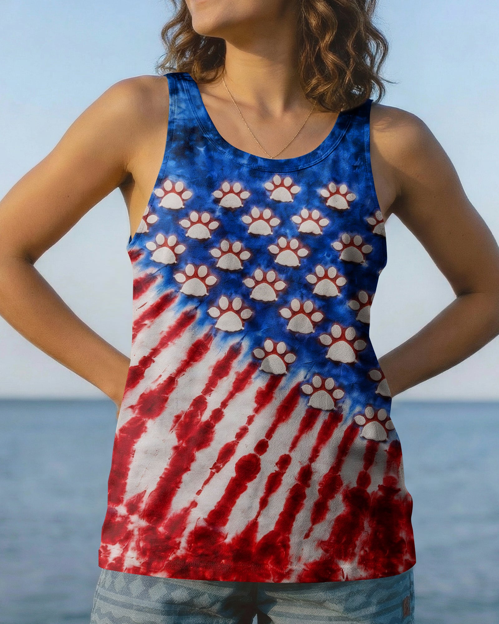 PAW PRINT RED WHITE & BLUE ALL OVER PRINT  - TLHG1803263