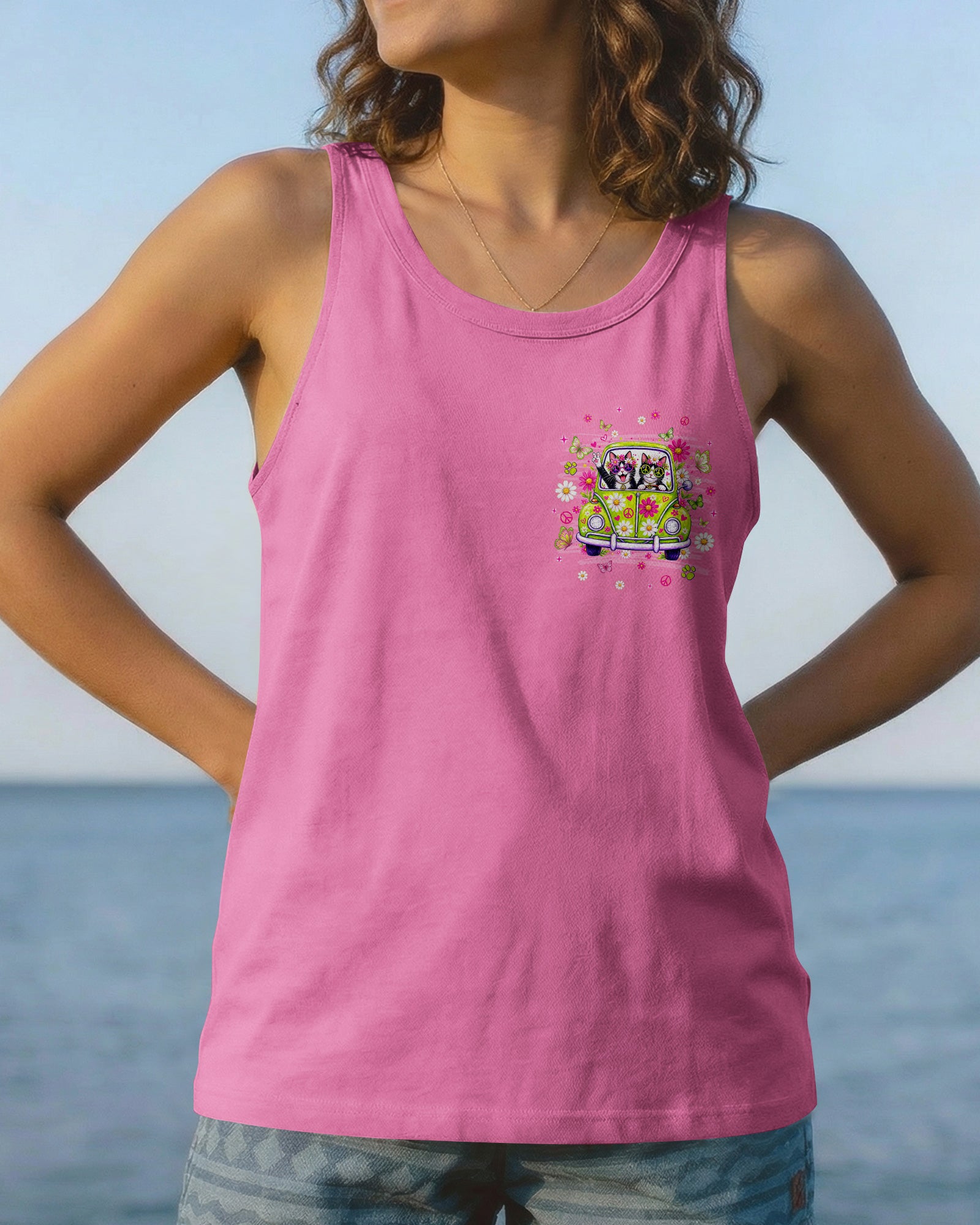 PEACE LOVE AND MEOW CAT HIPPIE CAR ALL OVER PRINT - TLNT0807263