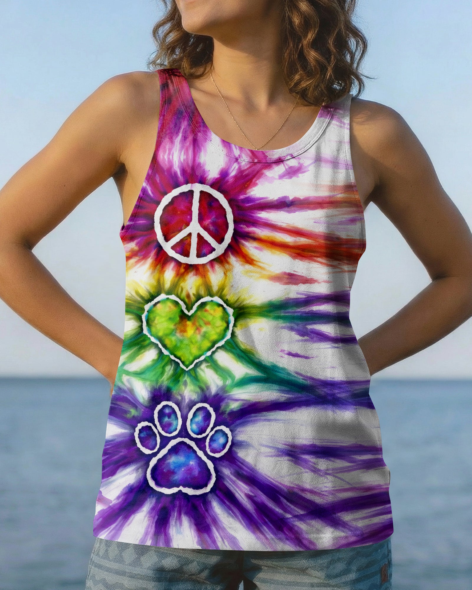 PEACE LOVE PAW PRINT SWIRL ALL OVER PRINT - TLHG2003263