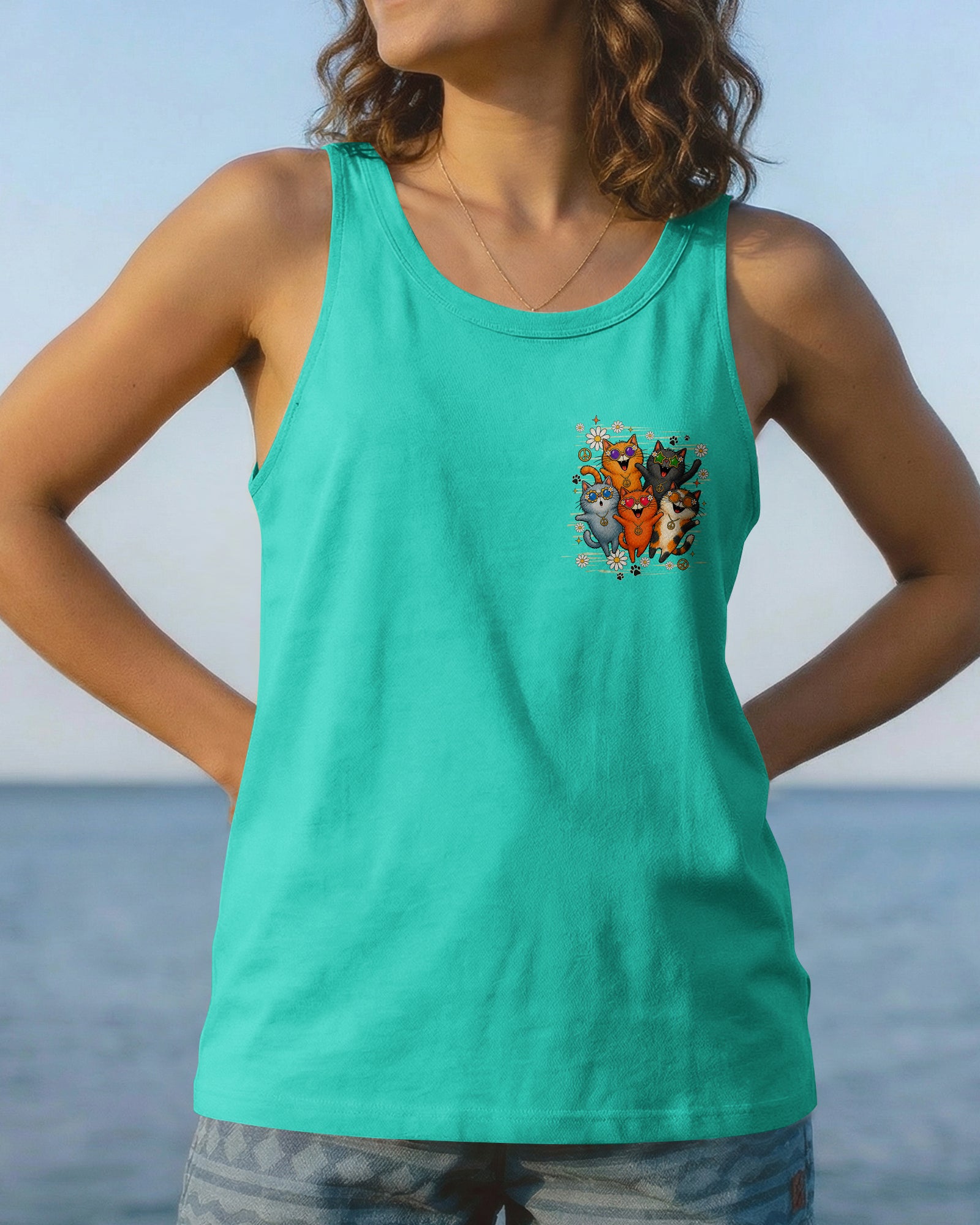 PEACE LOVE AND MEOW CAT ALL OVER PRINT - TLHN1007261