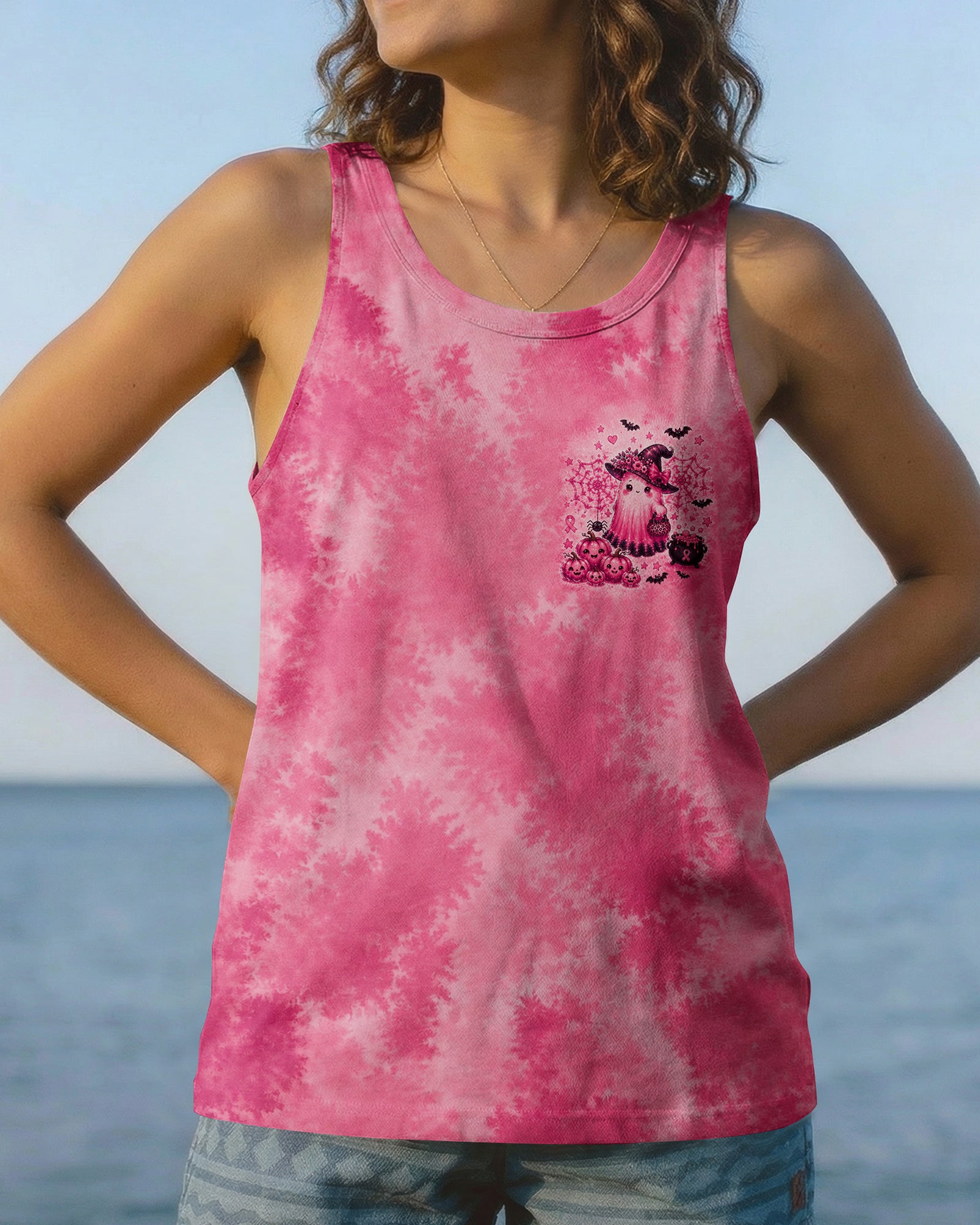IN OCTOBER WE WEAR PINK WITCHY GHOST ALL OVER PRINT - KMTM2107261