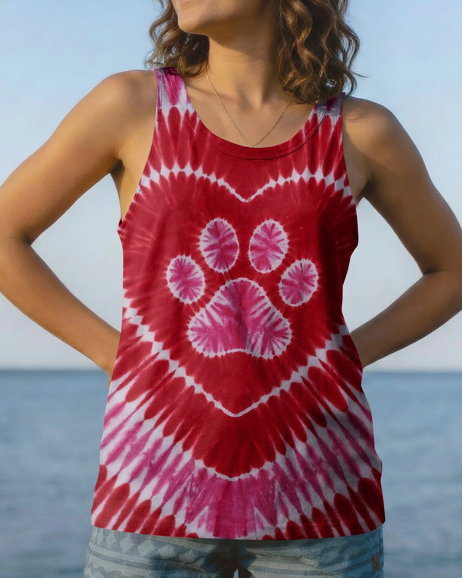 RED PINK PAW HEART ALL OVER PRINT - TYPQ0703261