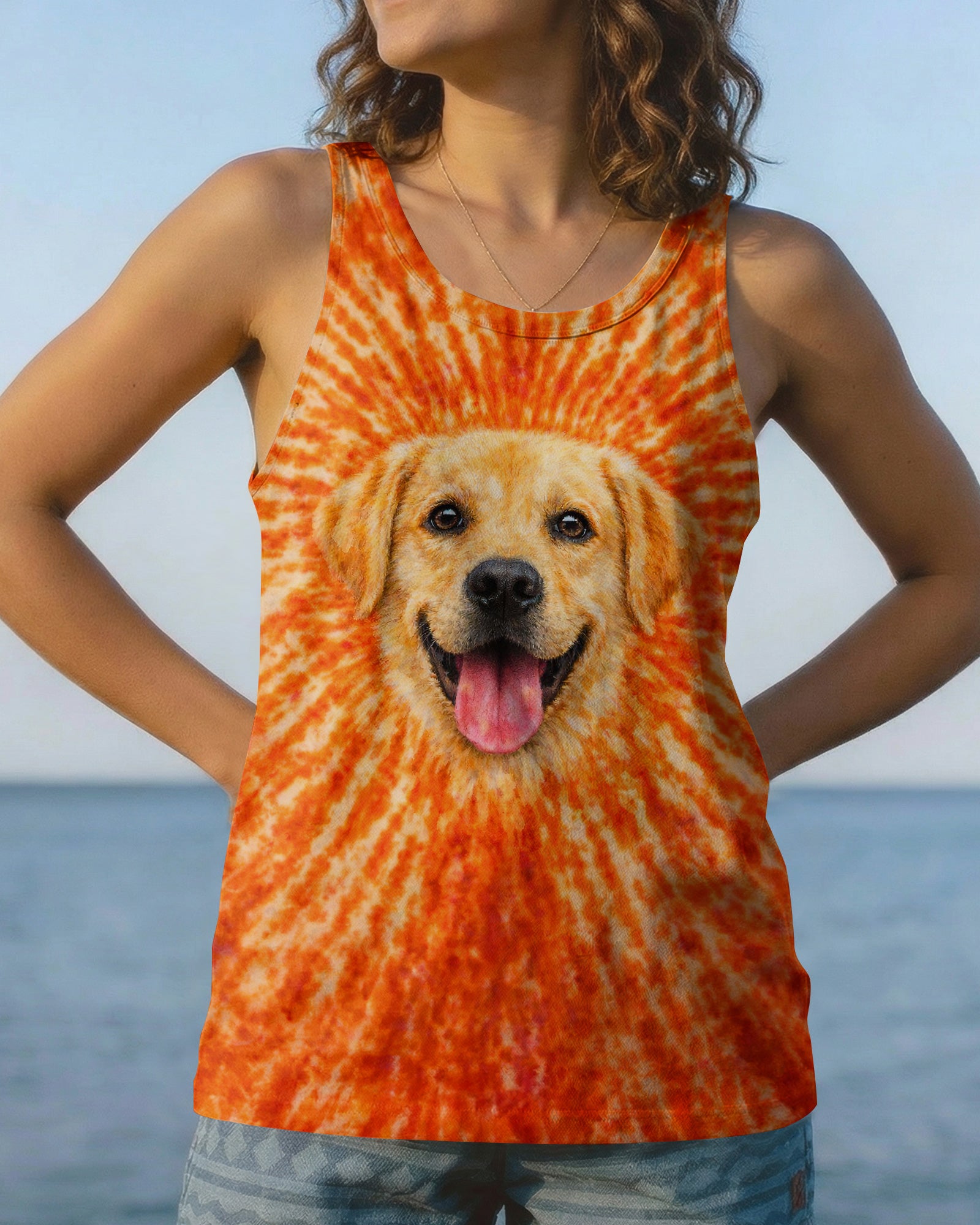 LABRADOR RETRIEVER  DOG ORANGE SWIRL ALL OVER PRINT   - TLNT0703261