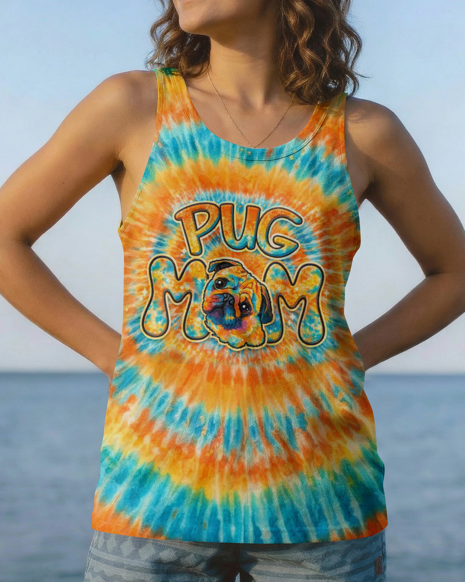 PUG MOM DOG  SWIRL ALL OVER PRINT - TLTW2702263