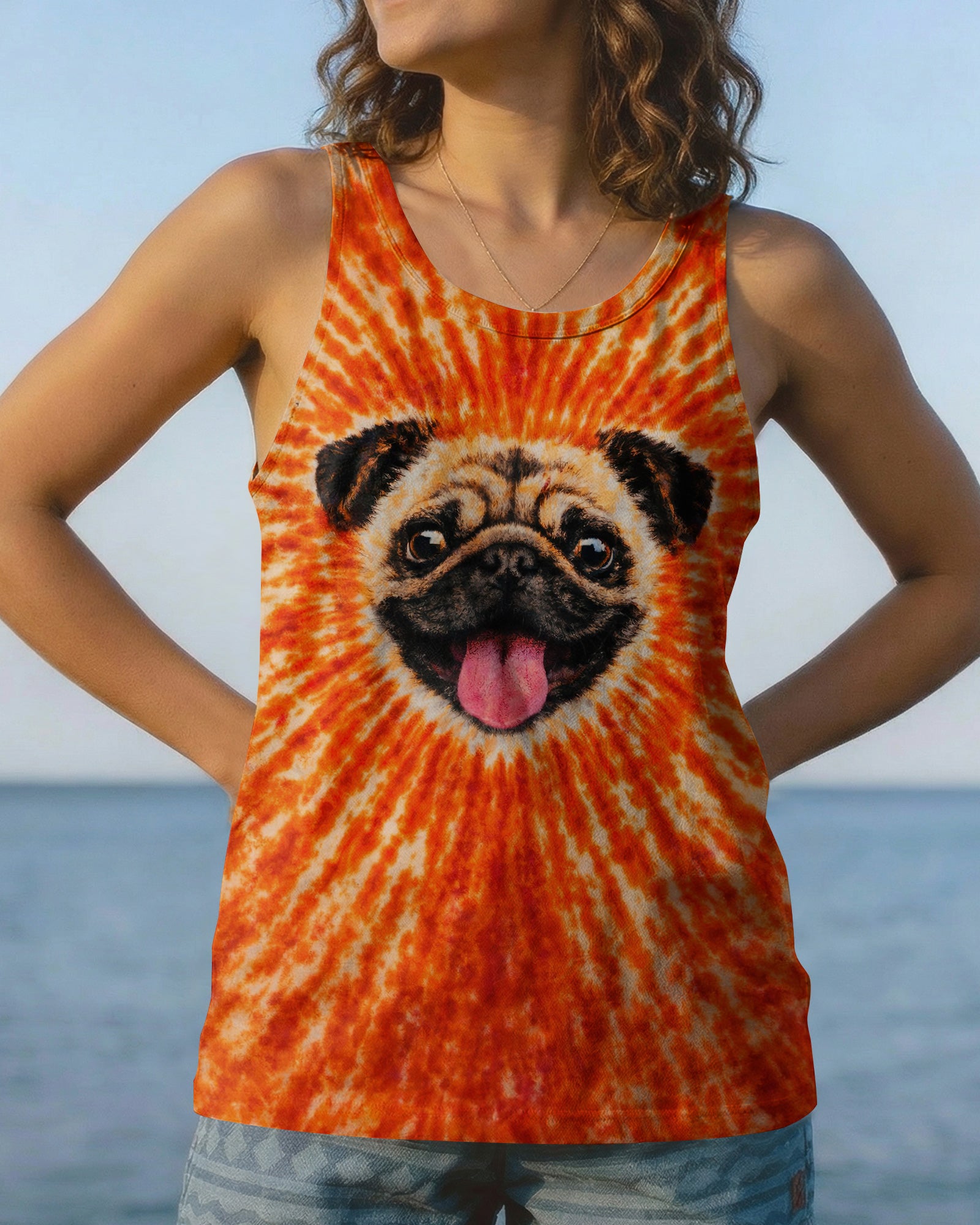 PUG DOG ORANGE SWIRL ALL OVER PRINT - TLNT0202261