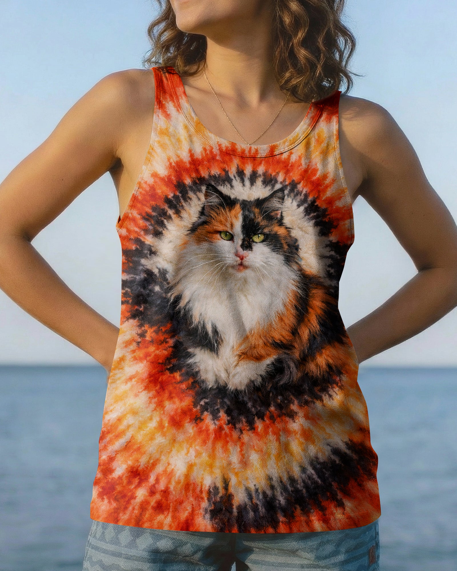 CALICO CAT ORANGE SWIRL ALL OVER PRINT   - TLNT0903262