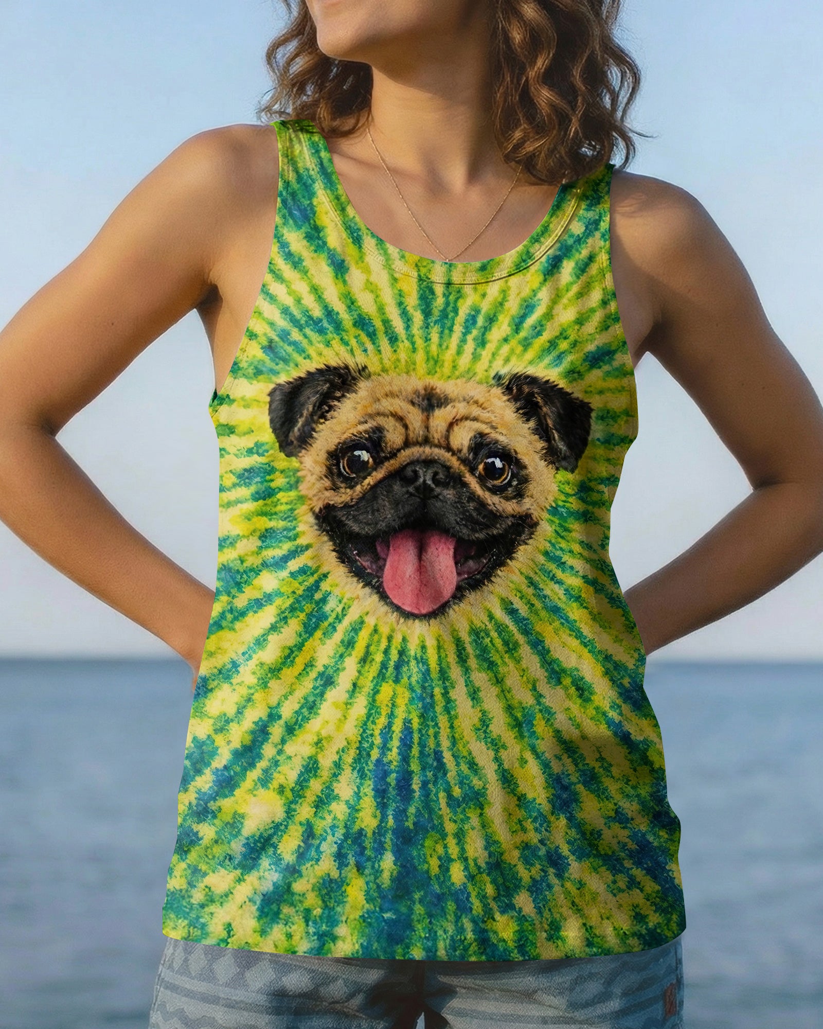 PUG DOG LEMON YELLOW SWIRL ALL OVER PRINT - TLNT2502262