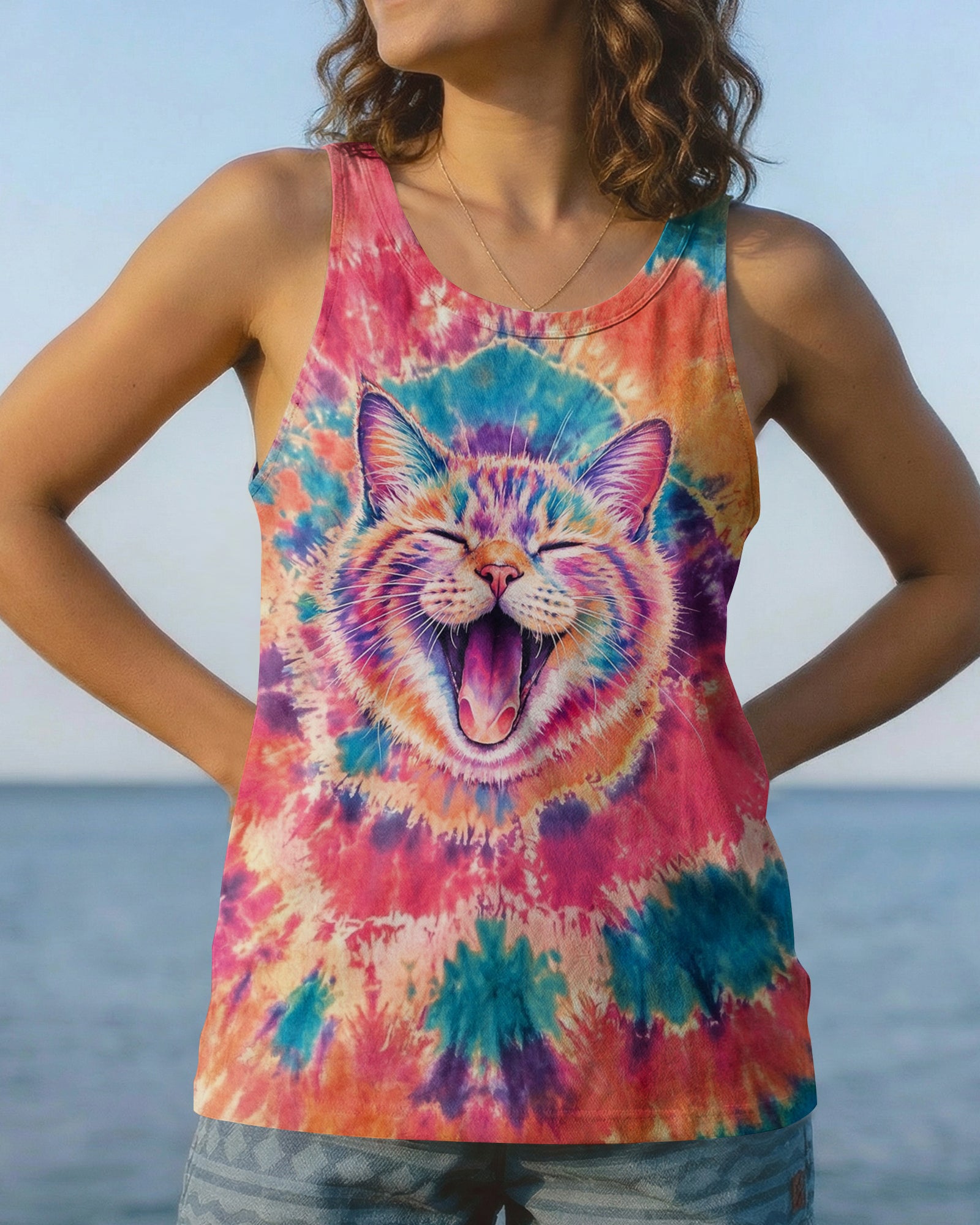 JOYFUL CAT WATERCOLOR PATTERN  ALL OVER PRINT - TLNO2404261