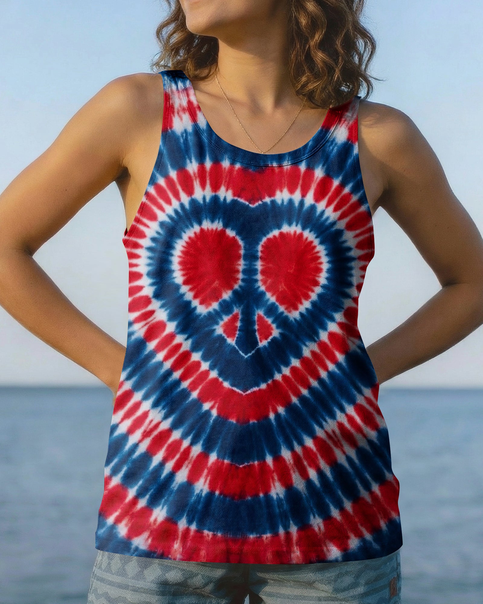 RED WHITE AND BLUE HEART PEACE ALL OVER PRINT - TYPQ1803262