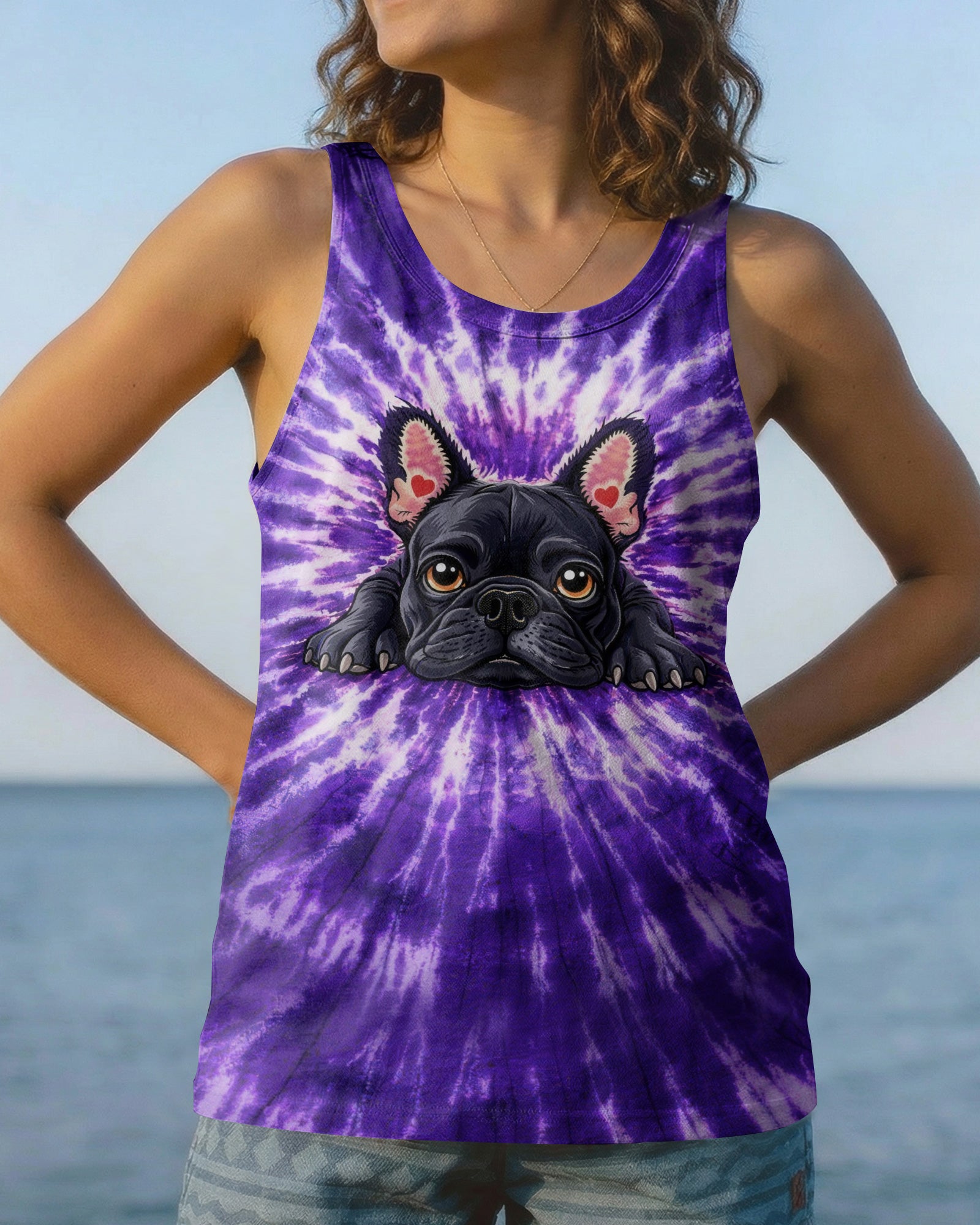 FRENCH BULLDOG PURPLE SWIRL ALL OVER PRINT - TLHG0903262