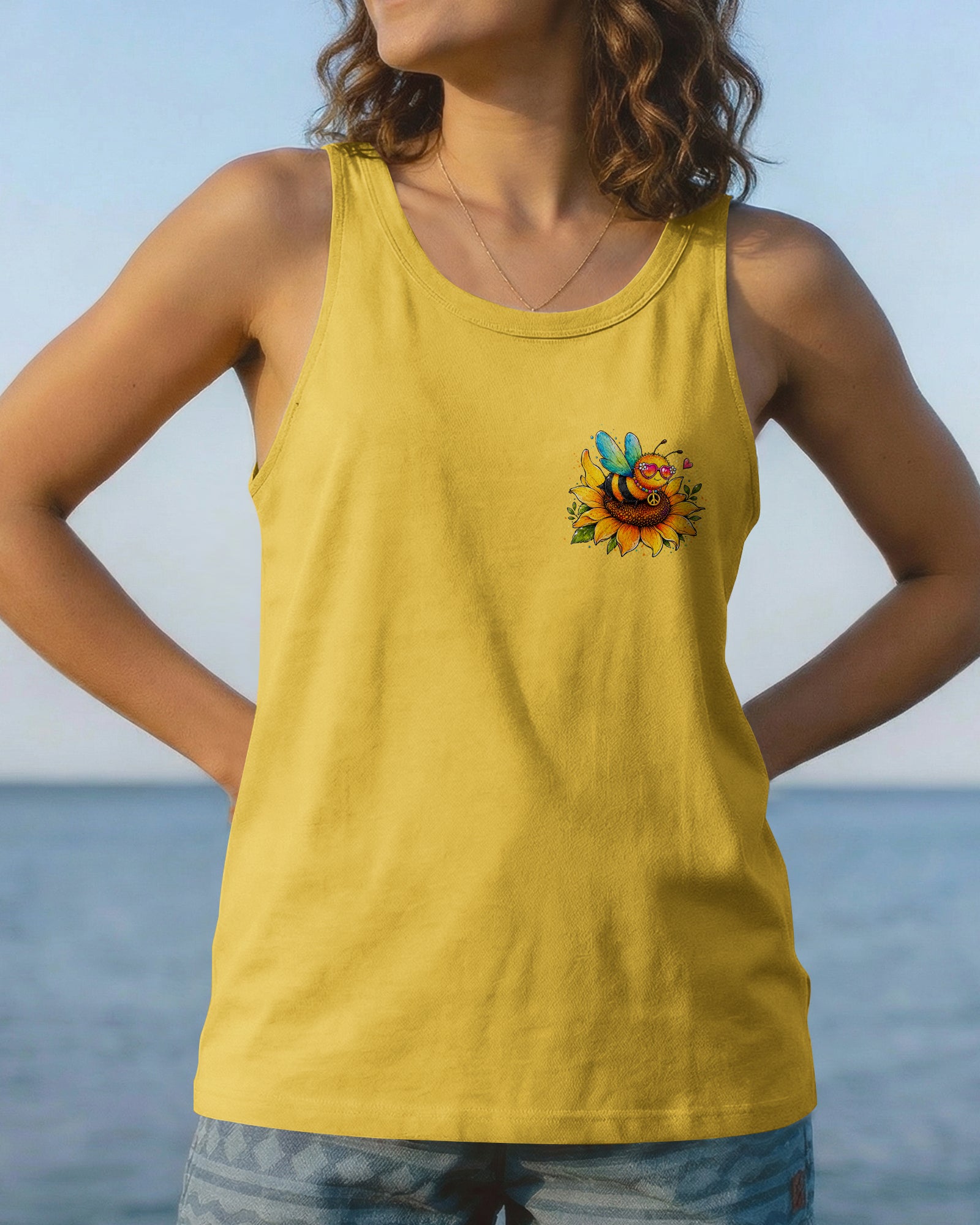 WHISPER WORDS OF WISDOM LET IT BE BEE SUNFLOWER ALL OVER PRINT -  TLNO1407261