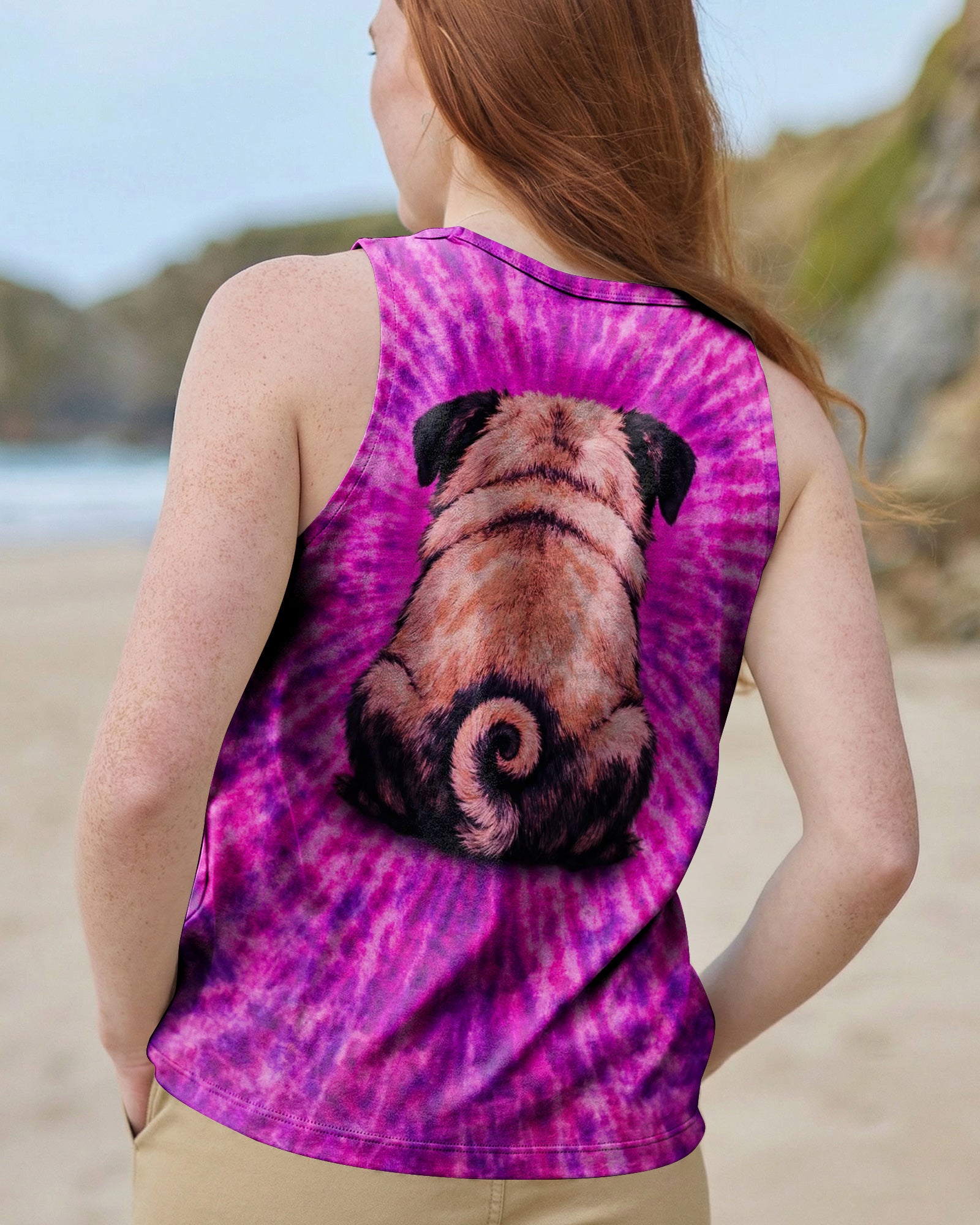 PUG DOG PURPLE & PINK SWIRL ALL OVER PRINT - TLNT2502261