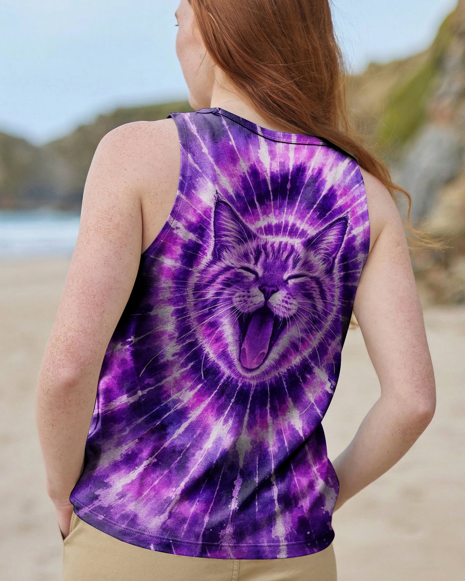 CAT PURPLE SWIRL ALL OVER PRINT - TLHN1003263