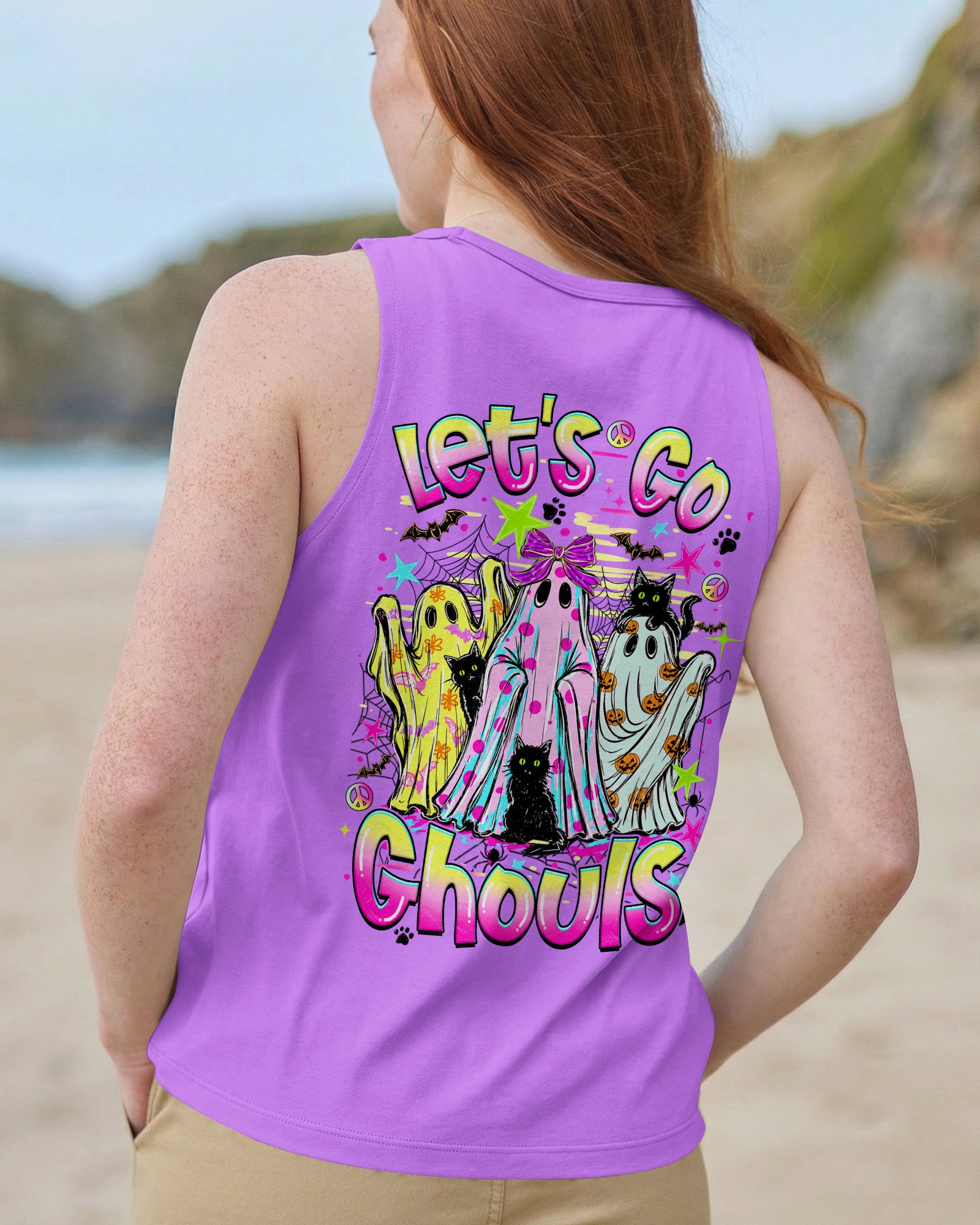 LET'S GO GHOULS BOO BLACK CAT HALLOWEEN ALL OVER PRINT - TLHN1707261