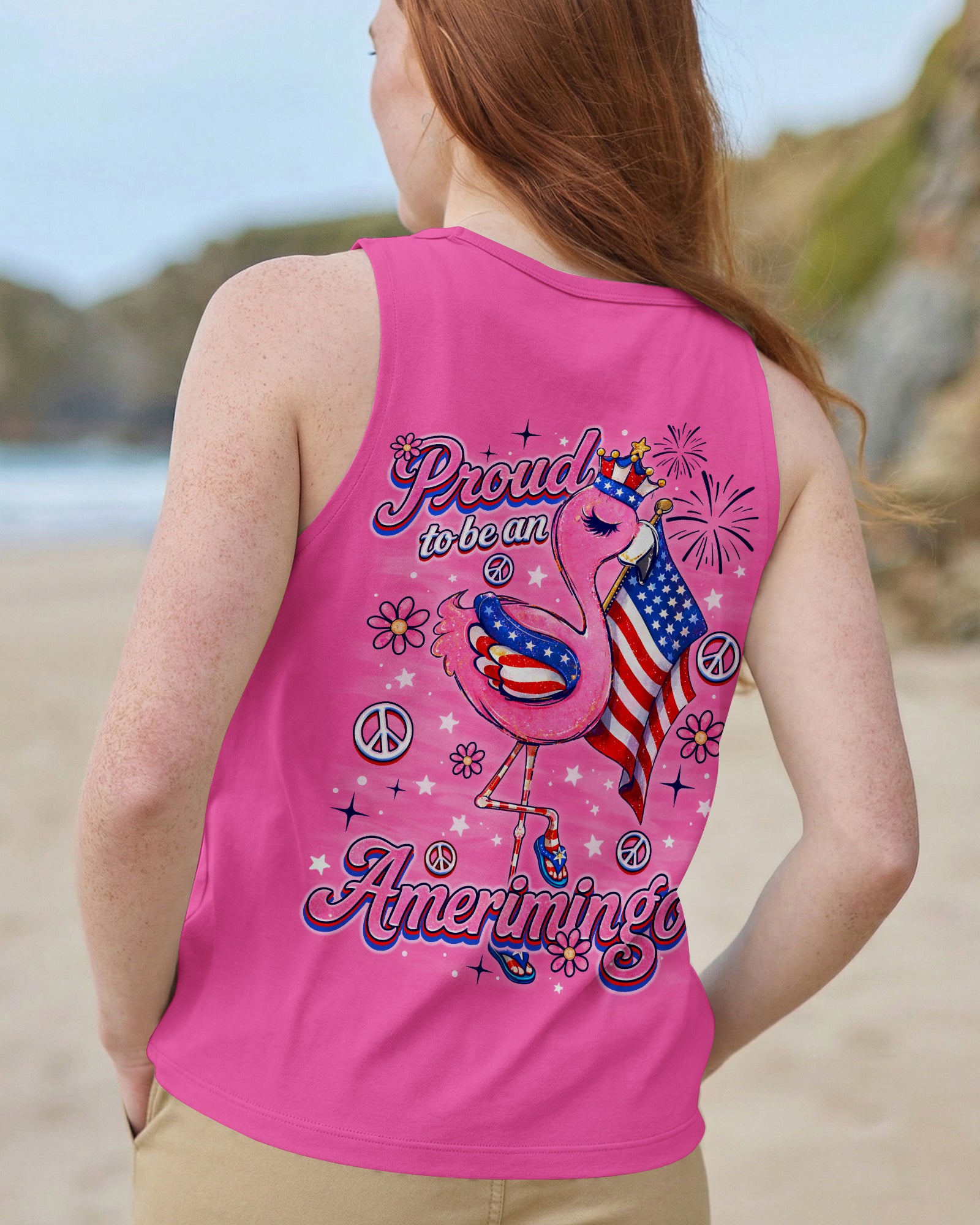 PROUD TO BE AN AMERIMINGO FLAMINGO ALL OVER PRINT  - TLNO2403262