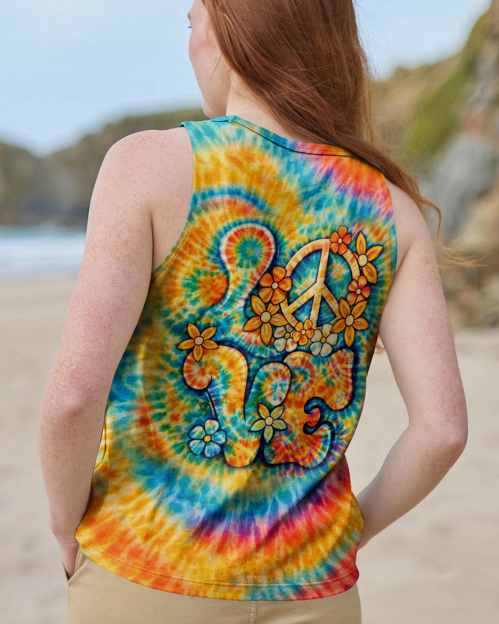 LOVE PEACE SYMBOL SWIRL ALL OVER PRINT - TLHN2303261