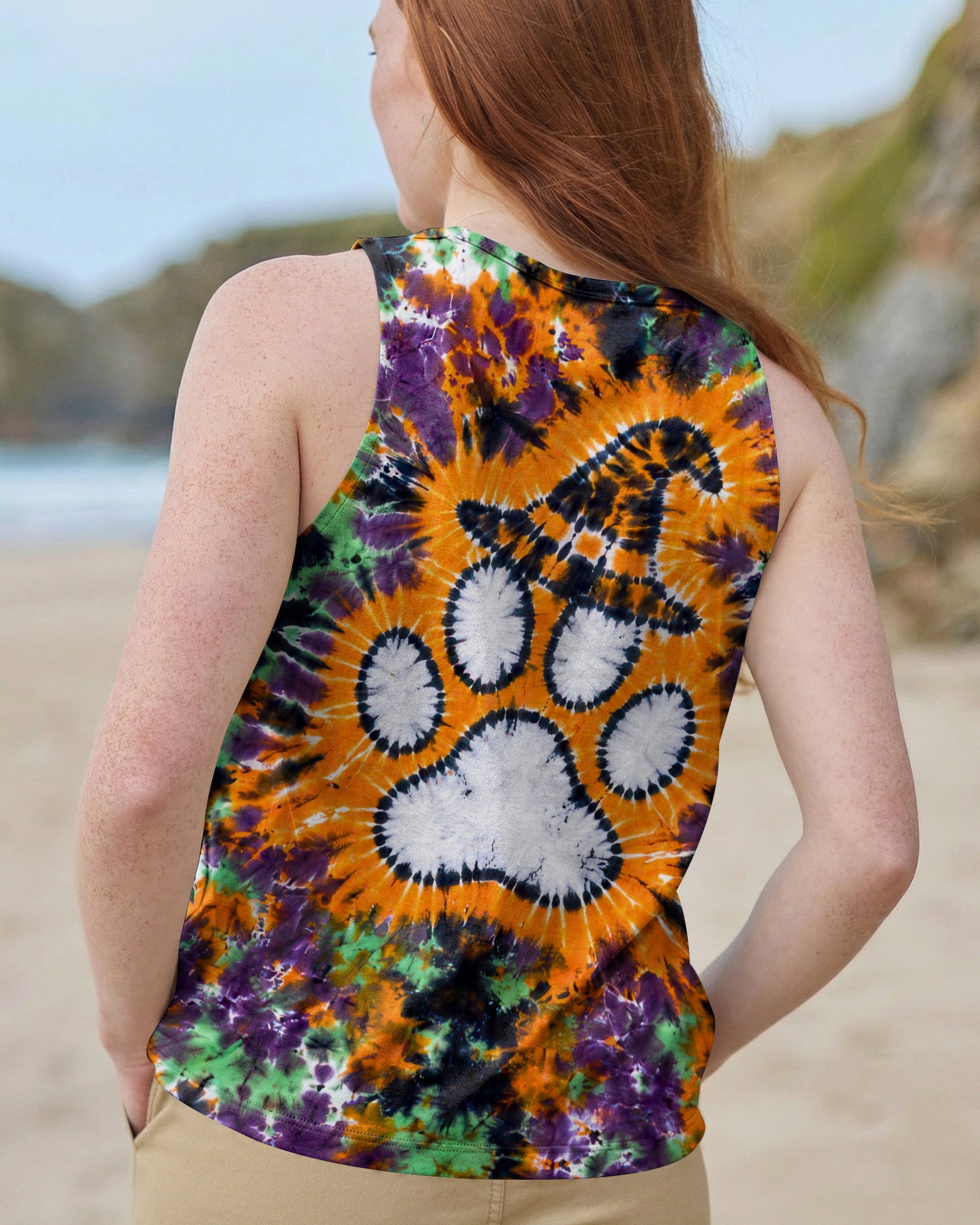 PAW PRINT WITCH HAT  HALLOWEEN BURST ALL OVER PRINT - TLHG2207261