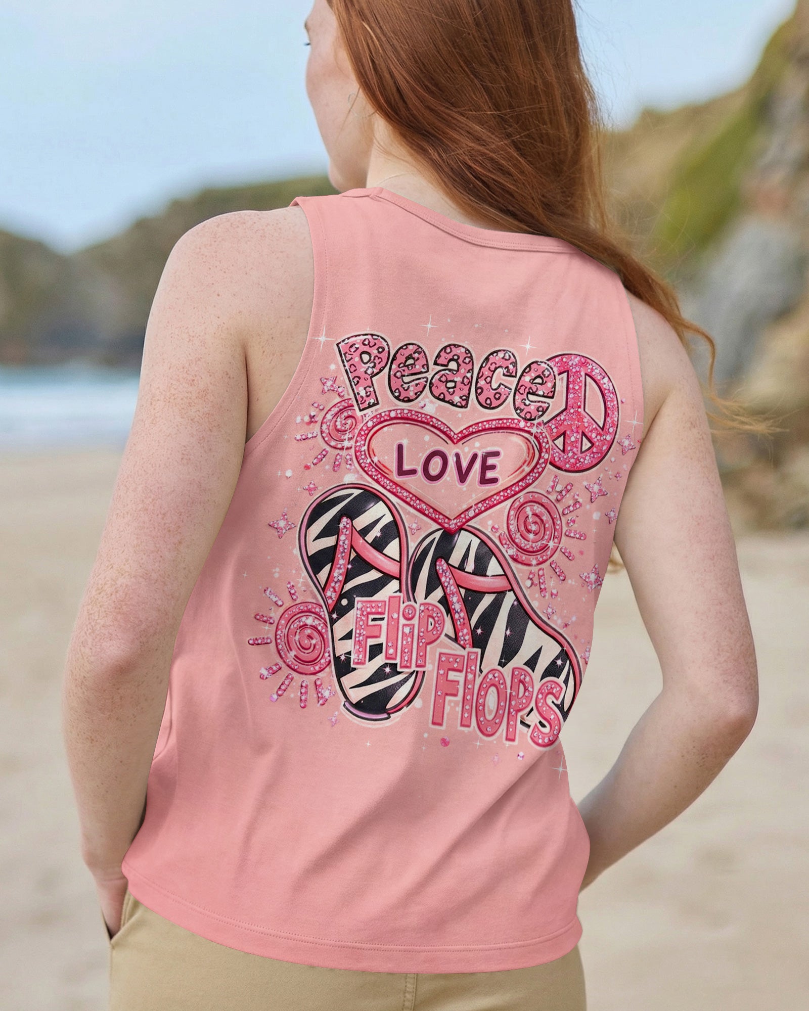 PEACE LOVE FLIP FLOPS ALL OVER PRINT - TLHN0603261