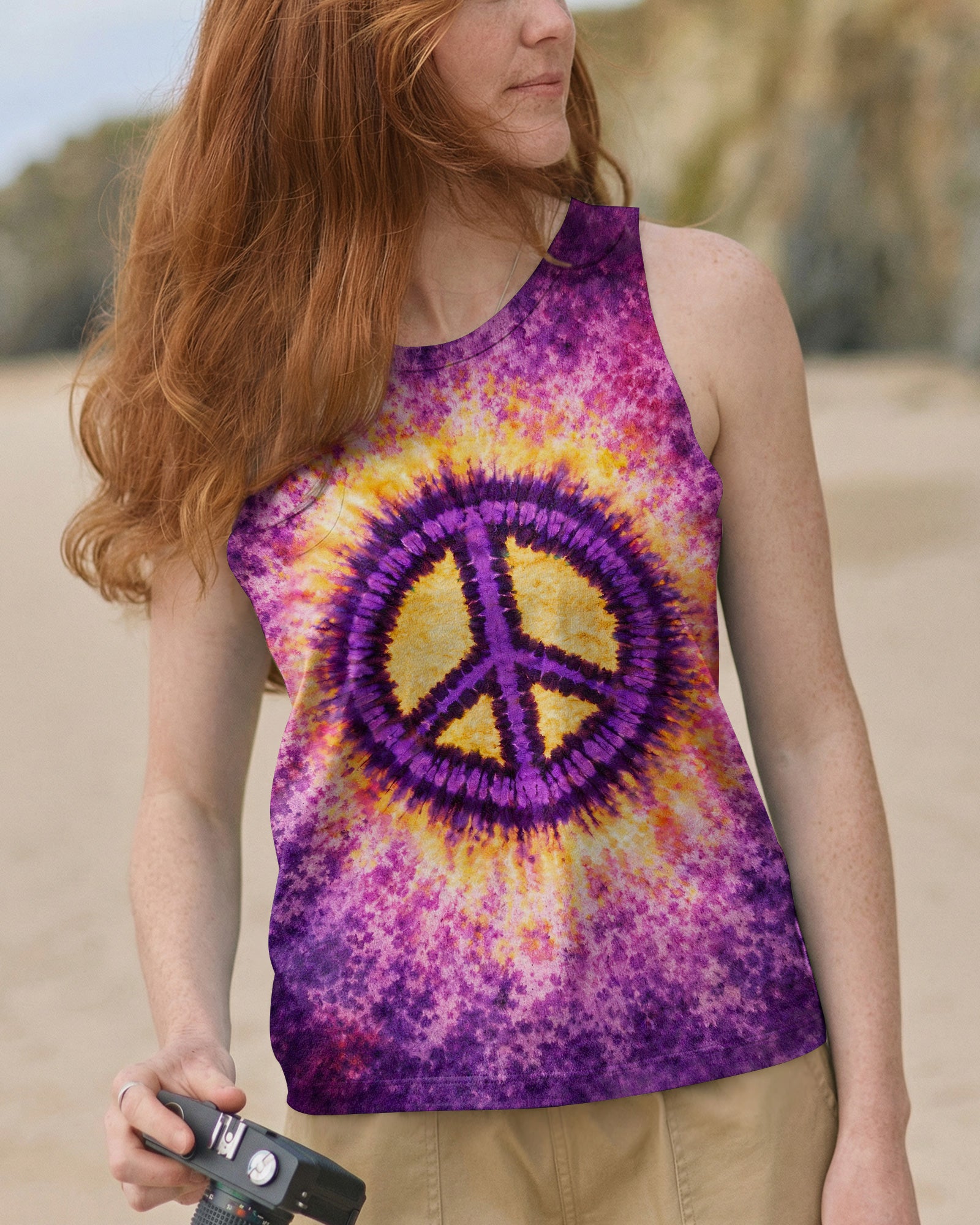 PEACE PAW PRINT PURPLE YELLOW SWIRL ALL OVER PRINT - TLHG3103263