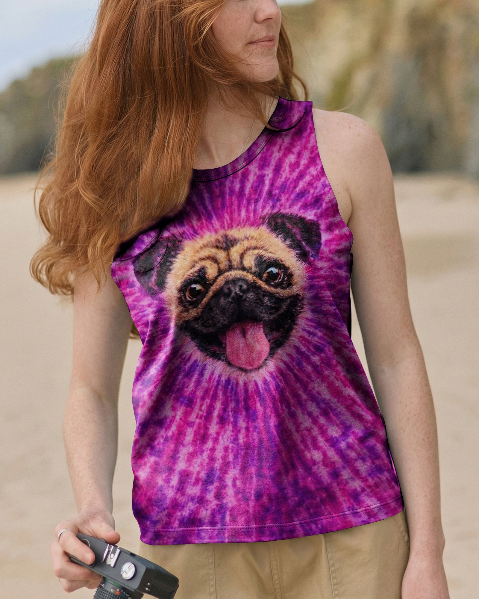PUG DOG PURPLE & PINK SWIRL ALL OVER PRINT - TLNT2502261