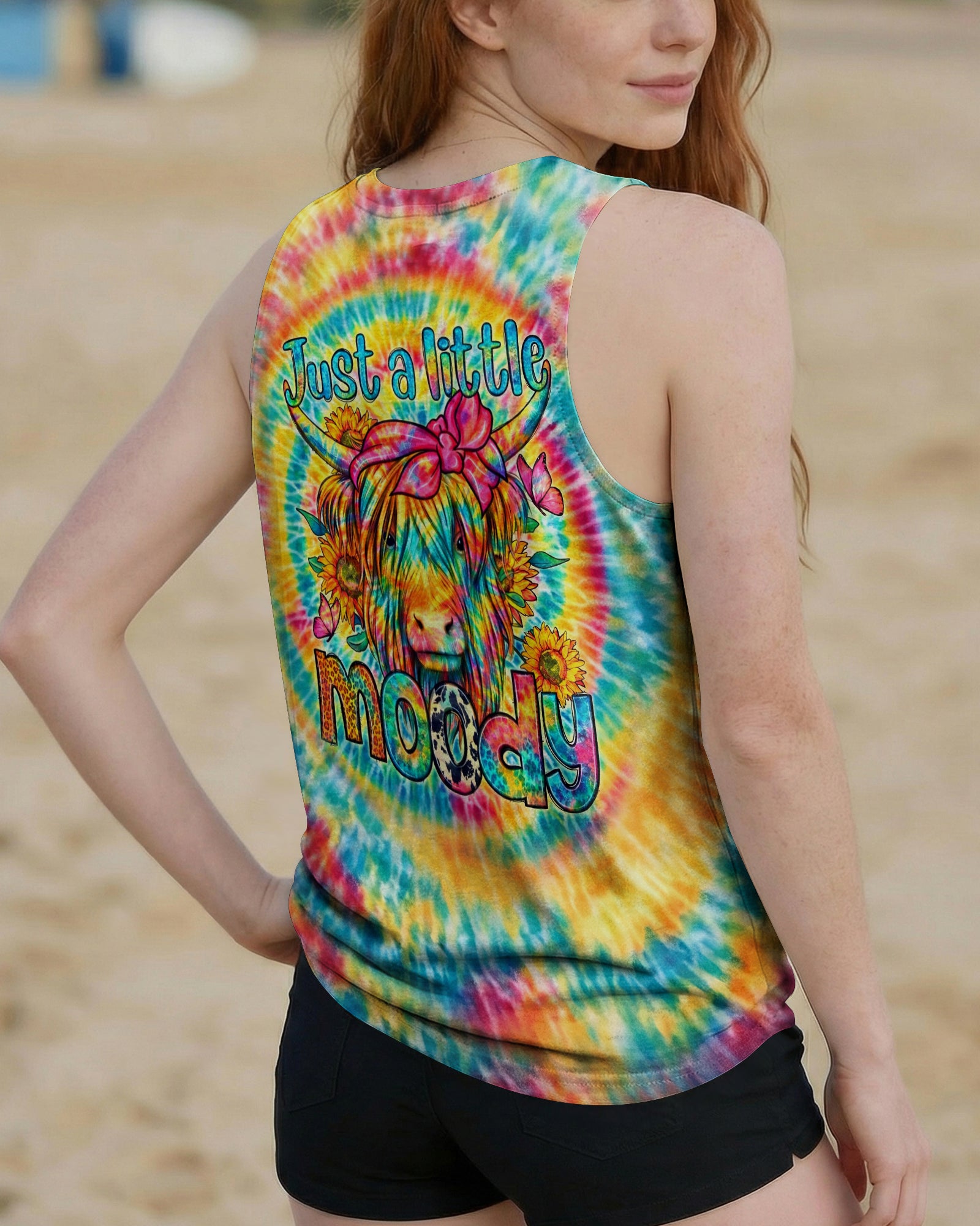 JUST A LITTLE MOODY COW HIPPIE SWIRL ALL OVER PRINT  - TLHG2003262