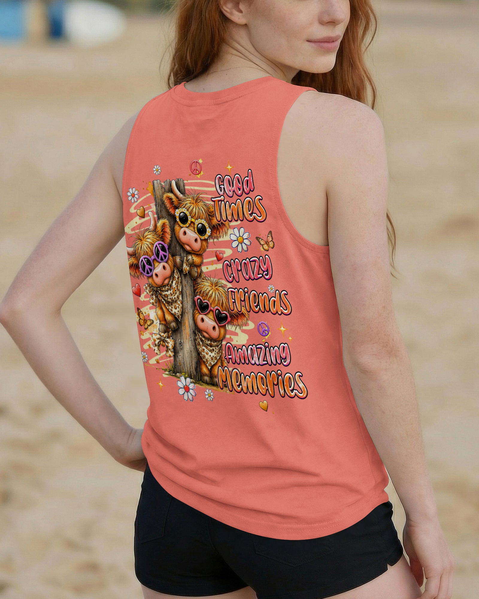 GOOD TIMES CRAZY FRIENDS HIGHLAND COW ALL OVER PRINT - TLHG0807261