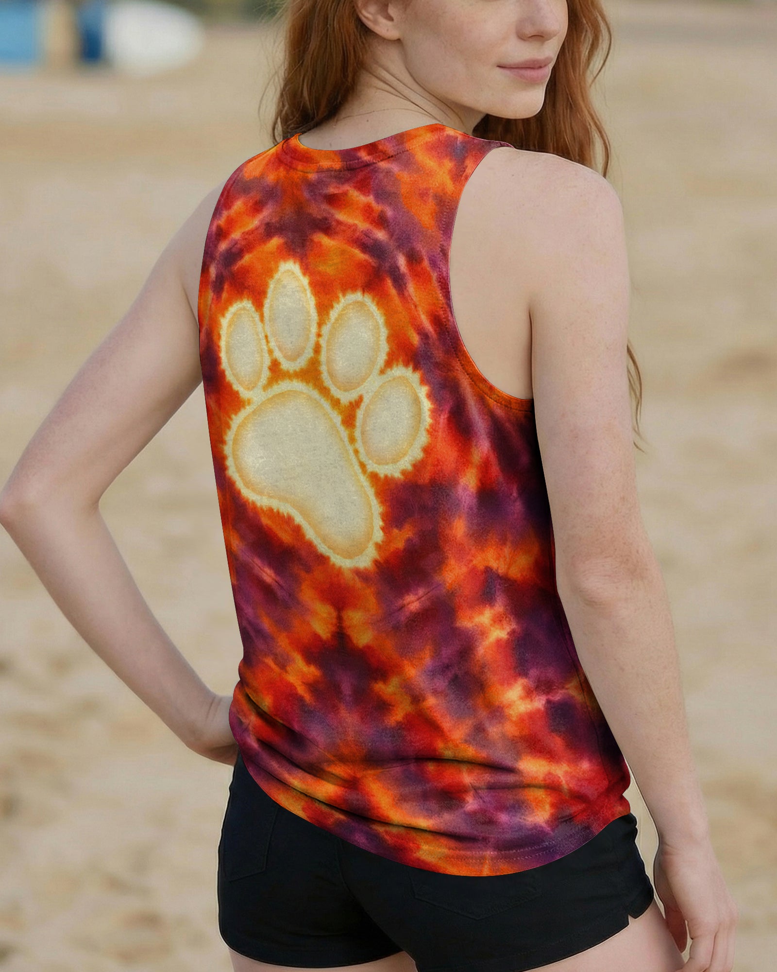 PAW PRINT BURNT ORANGE SWIRL ALL OVER PRINT - TLHG1303262
