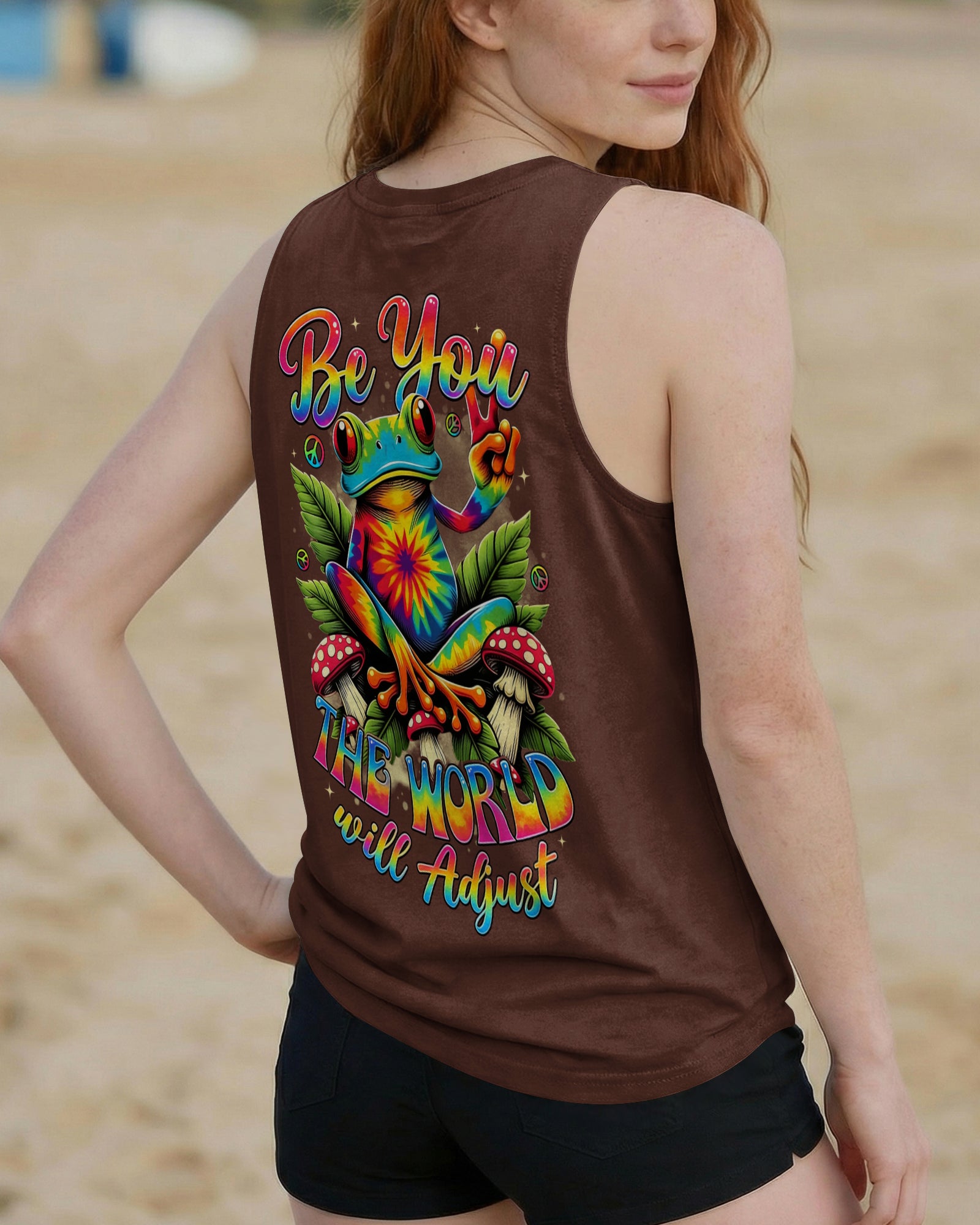 BE YOU THE WORLD WILL ADJUST FROG ALL OVER PRINT - TYTD0402261