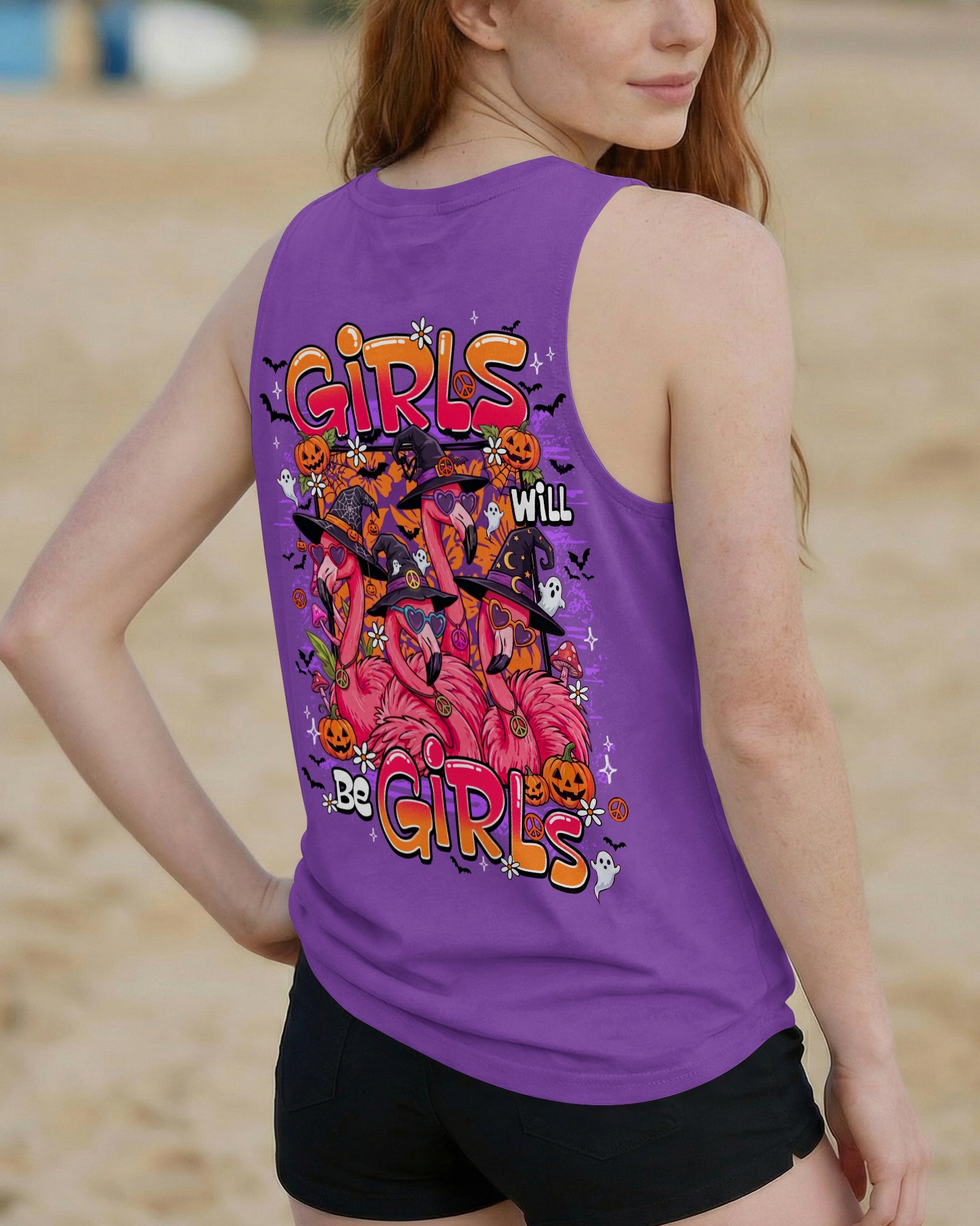 GIRLS WILL BE GIRLS FLAMINGO WITCH HALLOWEEN ALL OVER PRINT - TY1707262