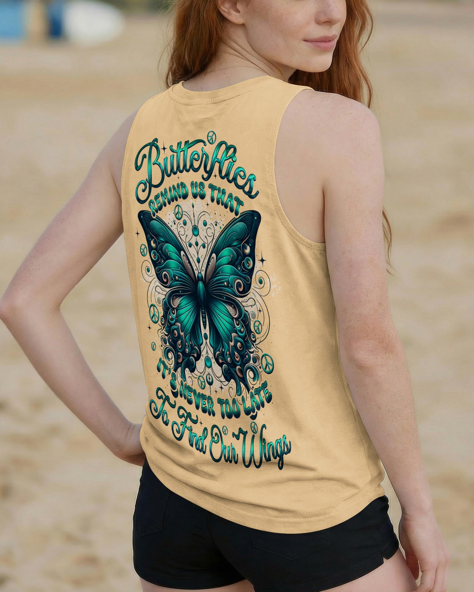 NEVER TOO LATE TO FIND YOUR WINGS BUTTERFLY ALL OVER PRINT - TYQY0902261
