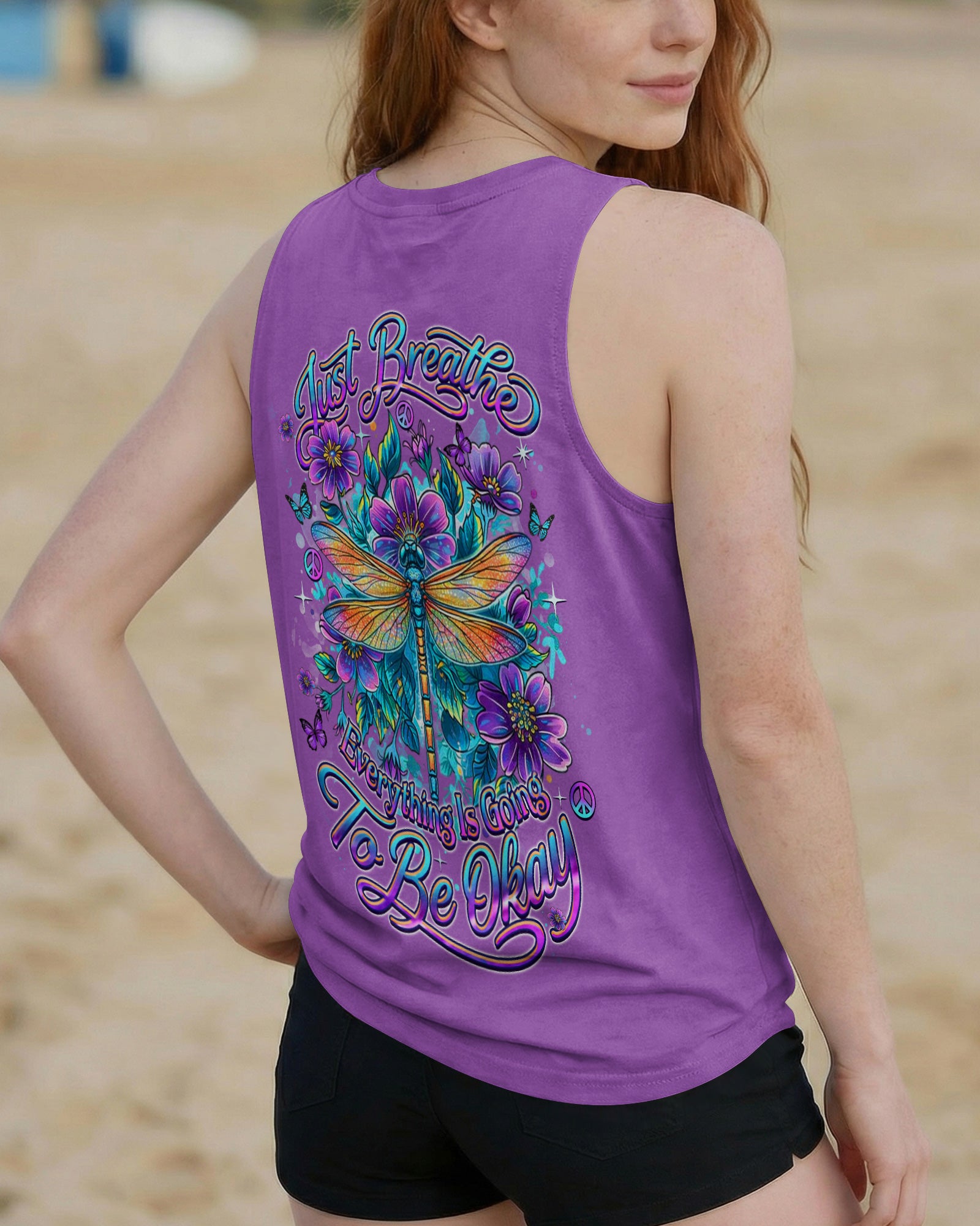 JUST BREATHE DRAGONFLY FLORAL ALL OVER PRINT - TLHN2403262