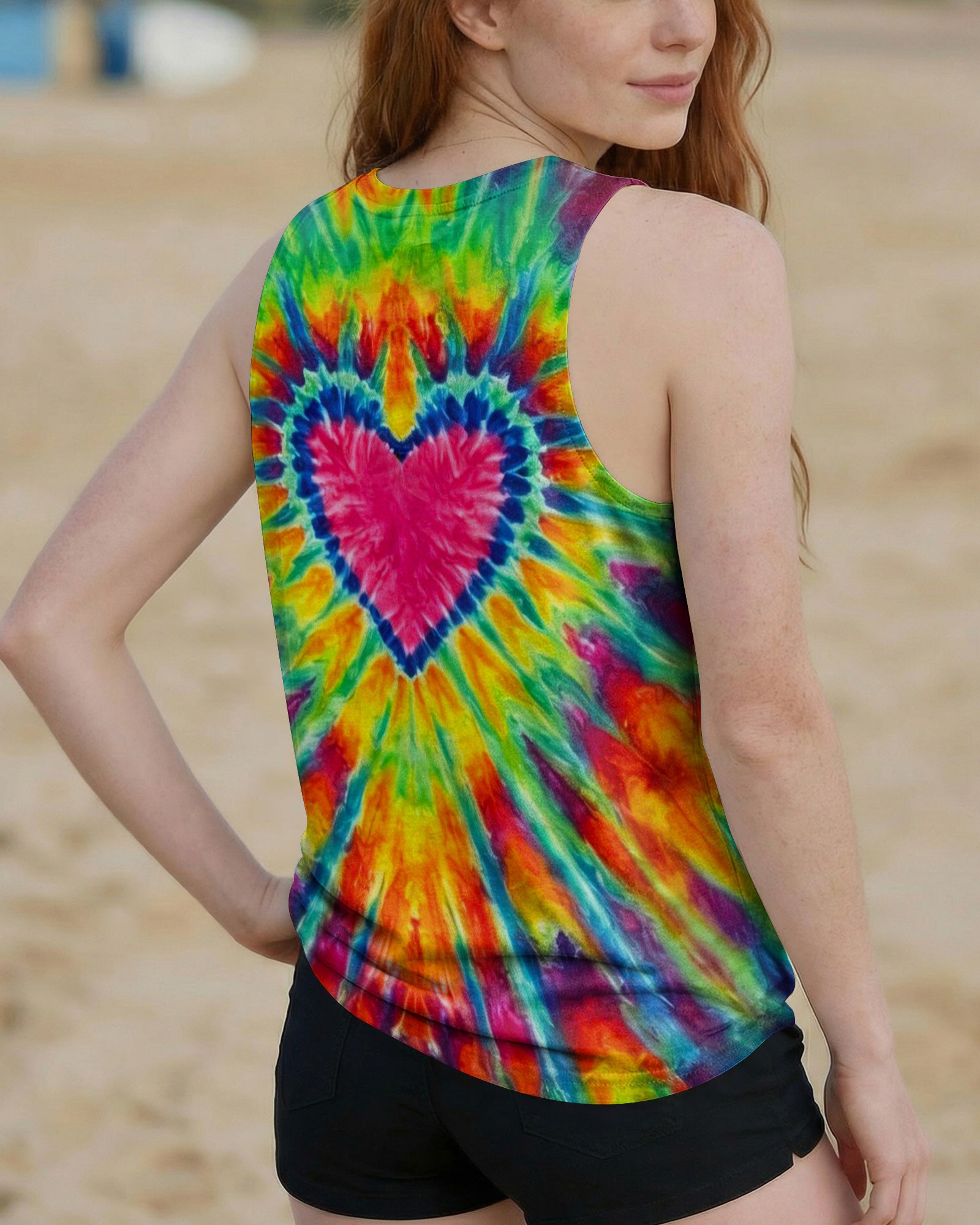 HEART PAW PRINT COLORFUL SWIRL ALL OVER PRINT  - TLNO0104261