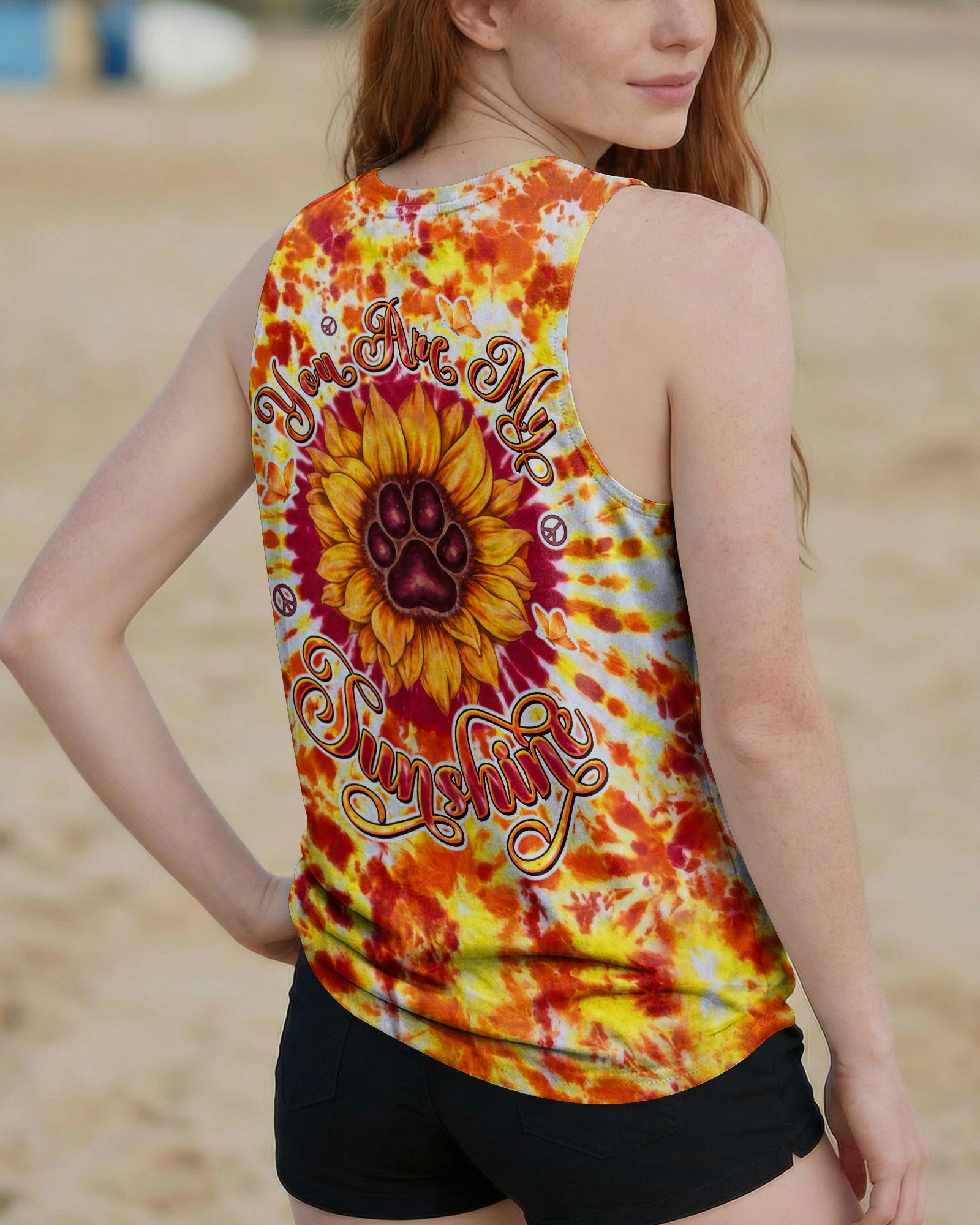 YOU ARE MY SUNSHINE PAW PRINT SUNFLOWER BURST ALL OVER PRINT  - TLTW3006264