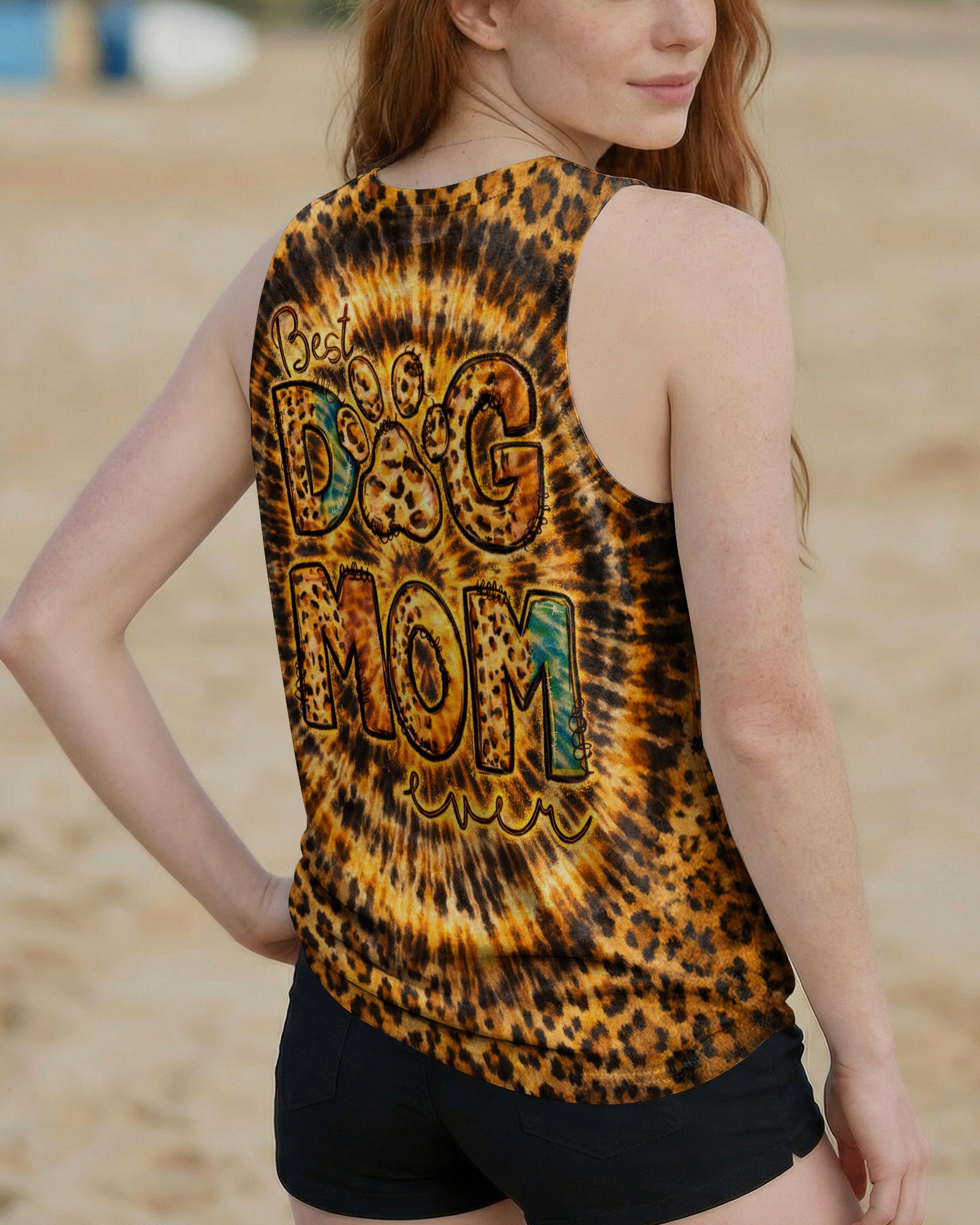 BEST DOG MOM EVER LEOPARD SWIRL ALL OVER PRINT   - TLNT1003261