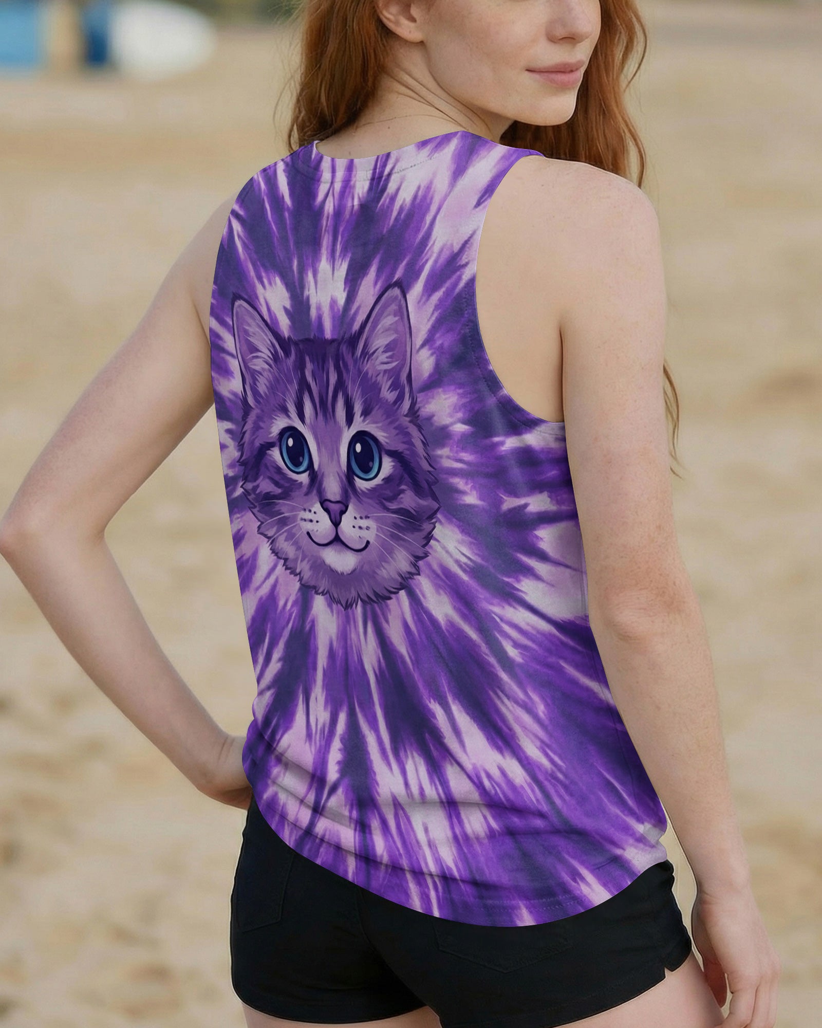 PURPLE AURA CAT ALL OVER PRINT - TYPQ0402262