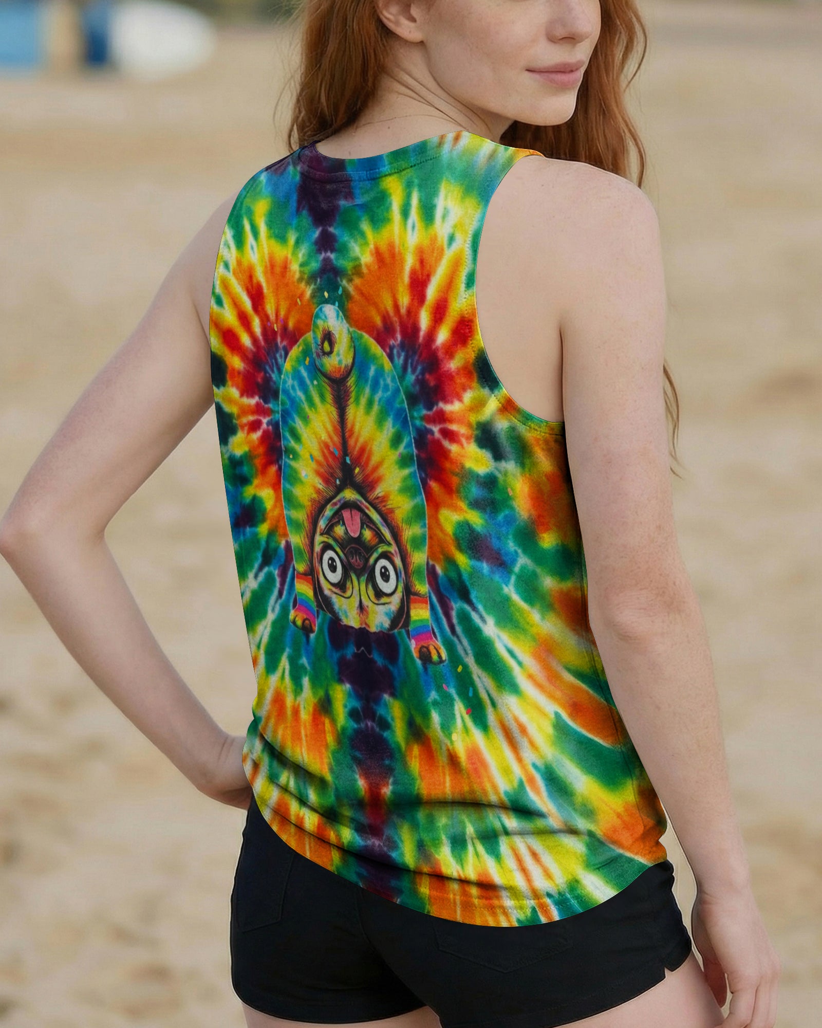 RAINBOW SWIRL FUNNY PUG DOG ALL OVER PRINT - YHHG0202262