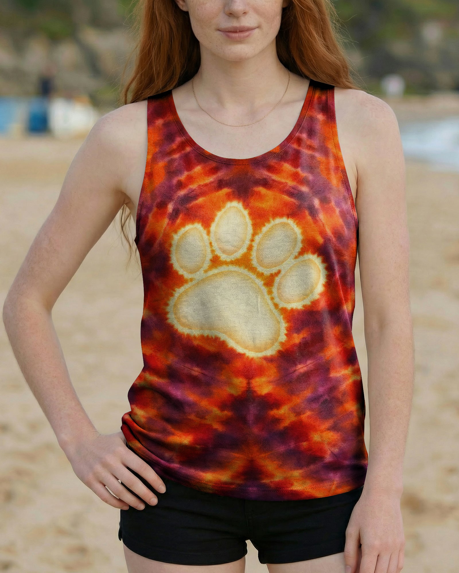 PAW PRINT BURNT ORANGE SWIRL ALL OVER PRINT - TLHG1303262