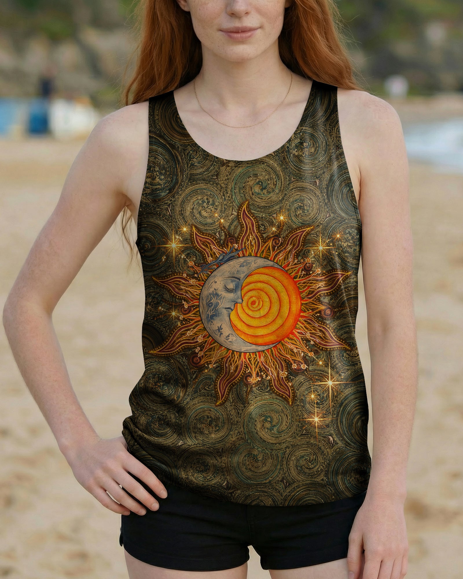 BOHO HIPPIE SUN AND MOON ALL OVER PRINT  - TLNO2003261