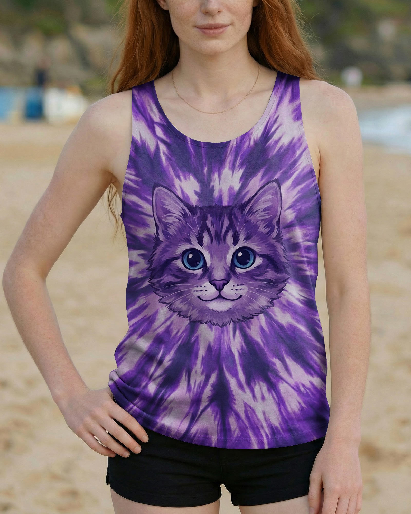 PURPLE AURA CAT ALL OVER PRINT - TYPQ0402262