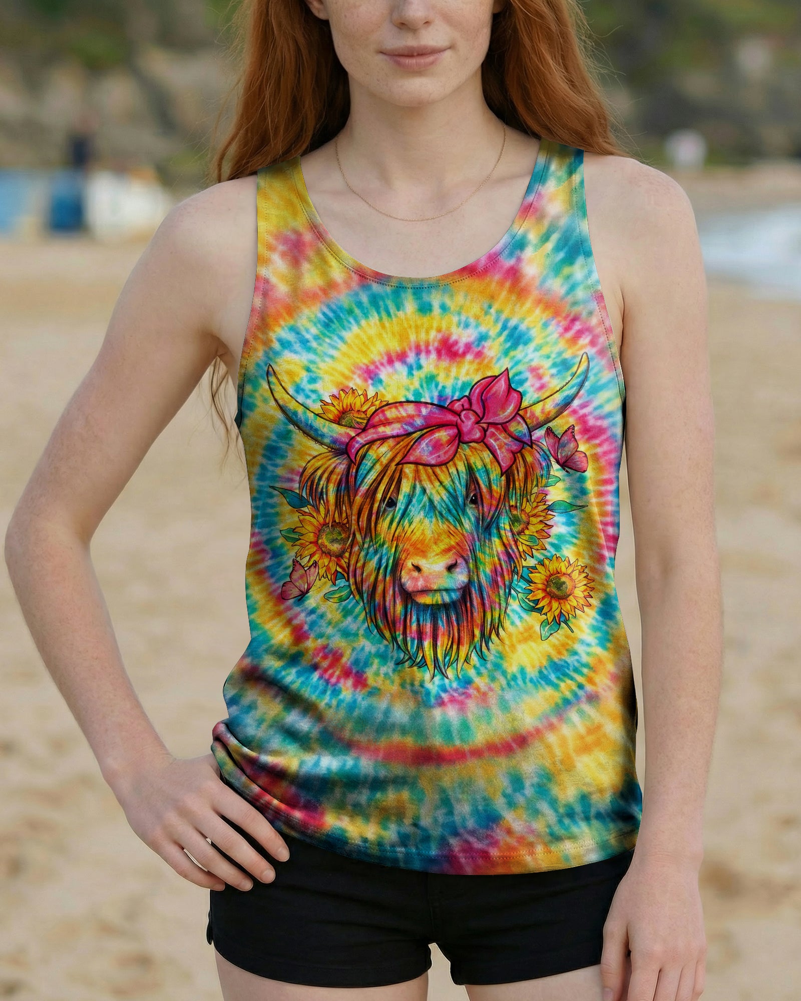 JUST A LITTLE MOODY COW HIPPIE SWIRL ALL OVER PRINT  - TLHG2003262