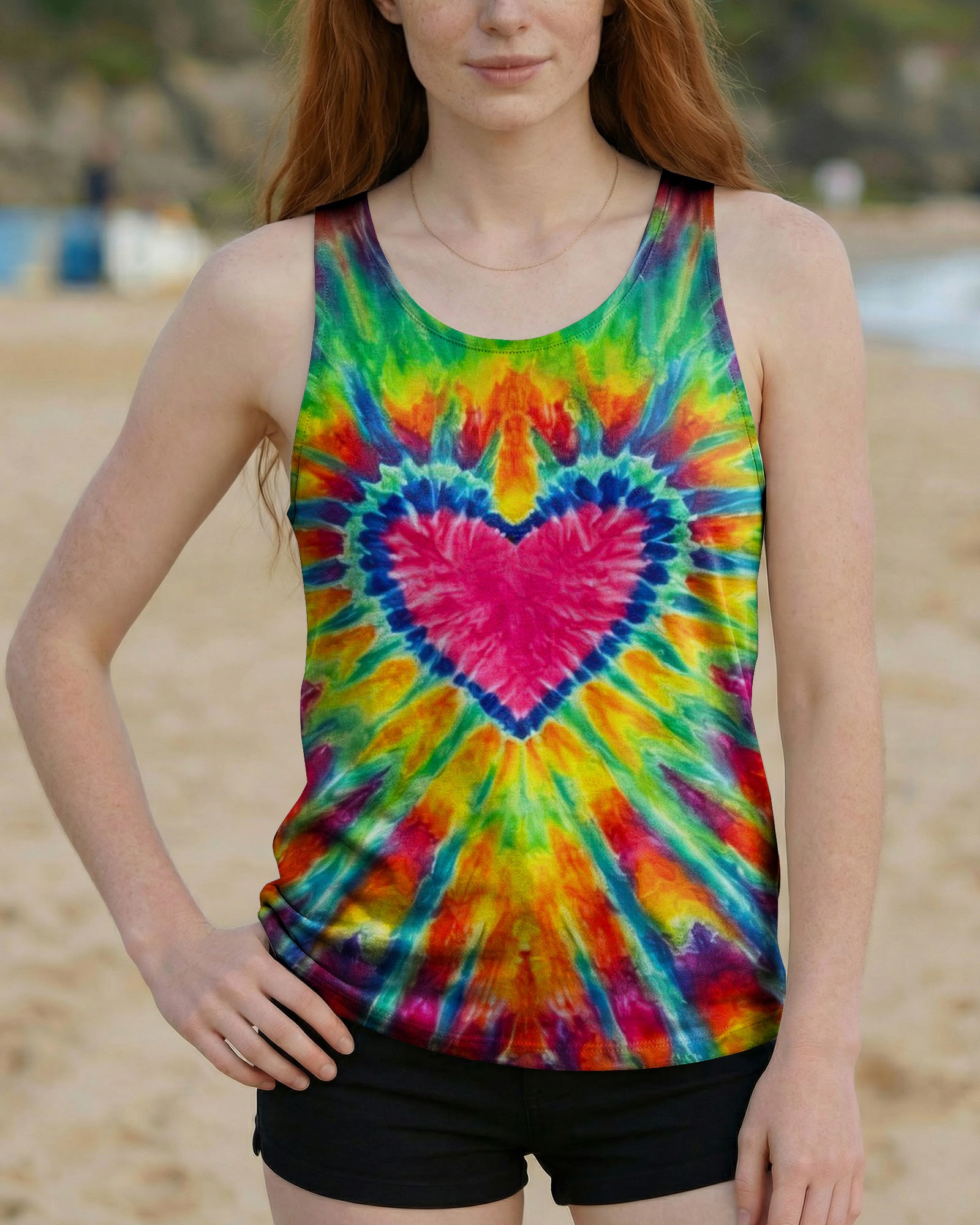 HEART PAW PRINT COLORFUL SWIRL ALL OVER PRINT  - TLNO0104261