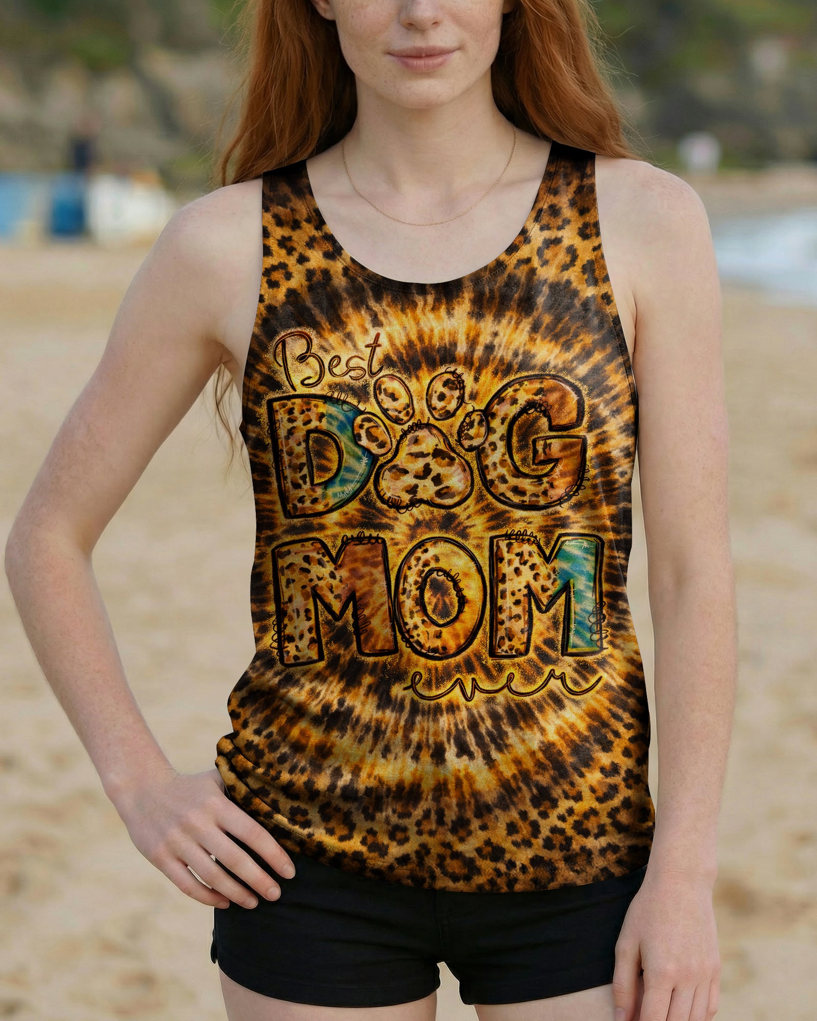 BEST DOG MOM EVER LEOPARD SWIRL ALL OVER PRINT   - TLNT1003261