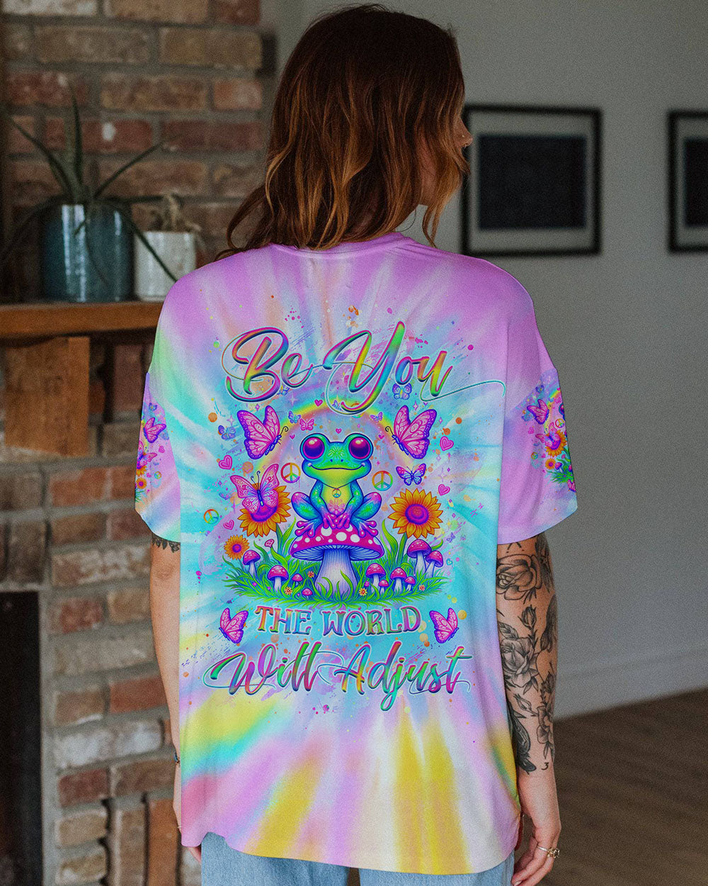 BE YOU THE WORLD WILL ADJUST FROG ALL OVER PRINT - YHHG0205241