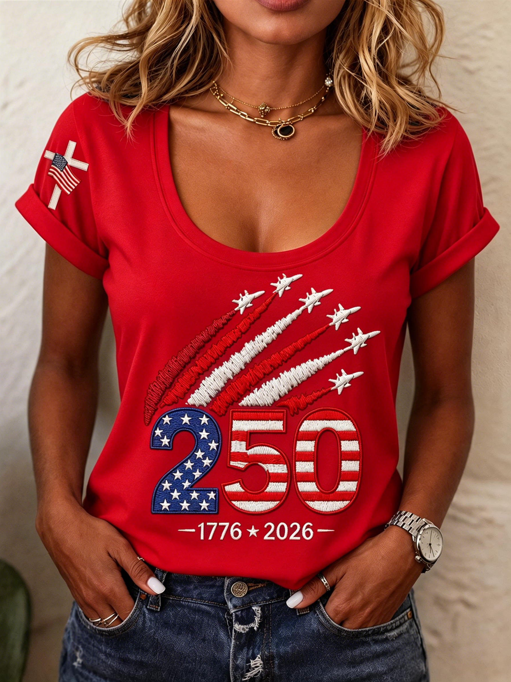 USA 250th Anniversary Patriotic Women's T-Shirt