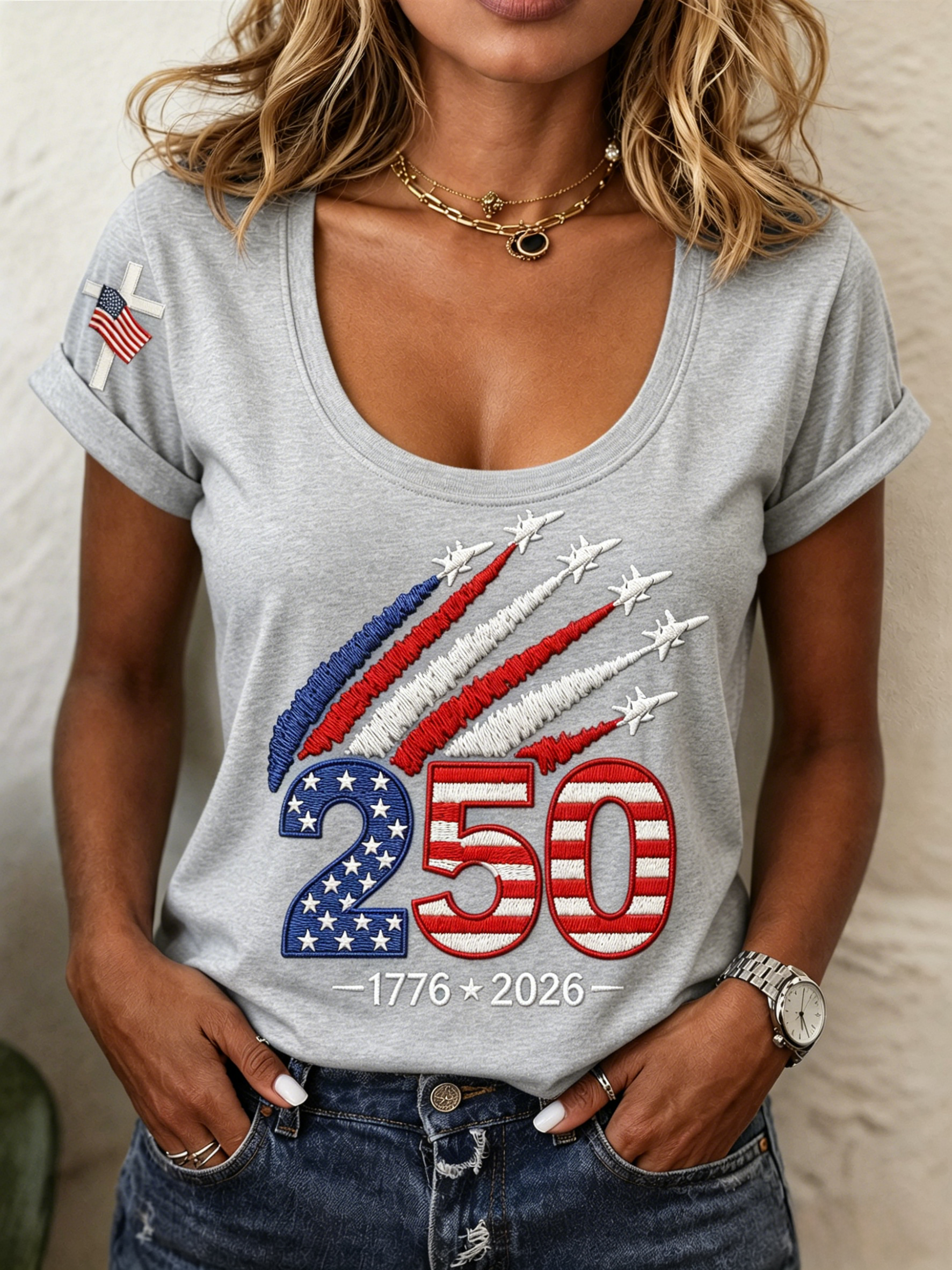 USA 250th Anniversary Patriotic Women's T-Shirt